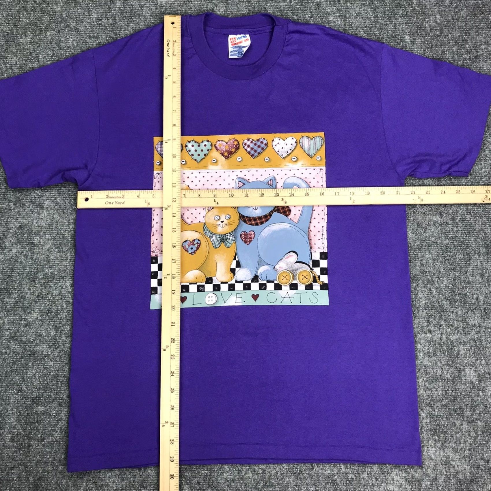 Hanes VINTAGE Hanes I Love Cats T-Shirt Purple Graphic Tee Short Sleeve Crew Neck L Women 90s Size L / US 10 / IT 46 - 7 Thumbnail