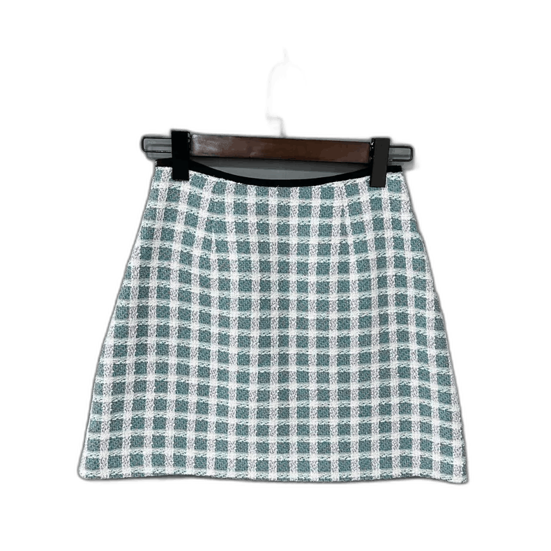 Prada Plaid Short Skirt with Pearl Buttons Size 40" / US 18 - 1 Thumbnail