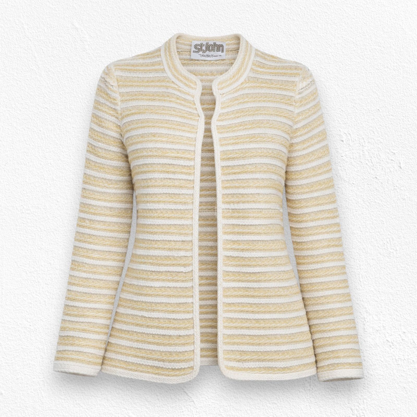 Vintage 70s St. John Yellow White Cardigan Style Blazer Size Small Size S / US 4 / IT 40 - 1 Thumbnail