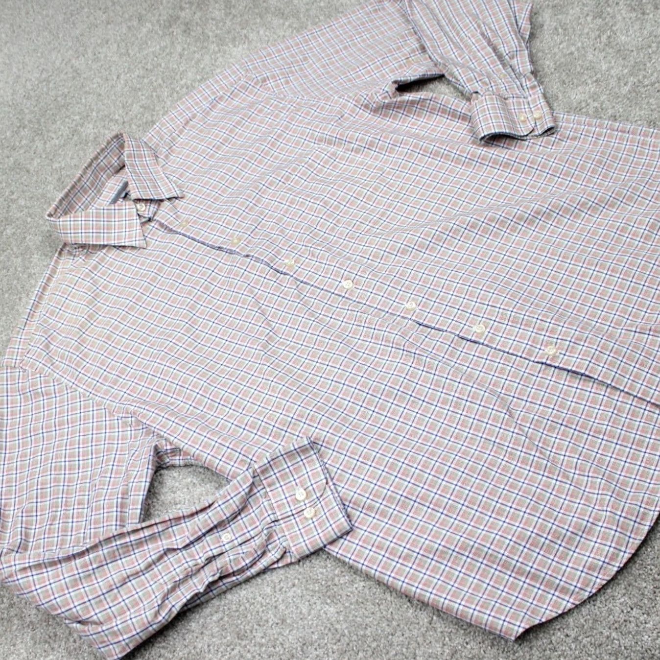 Vintage Hickey Freeman Shirt Mens 2XL XXL Orange/Blue Cotton L/S Button Woven in Italy Size US XXL / EU 58 / 5 - 7 Thumbnail