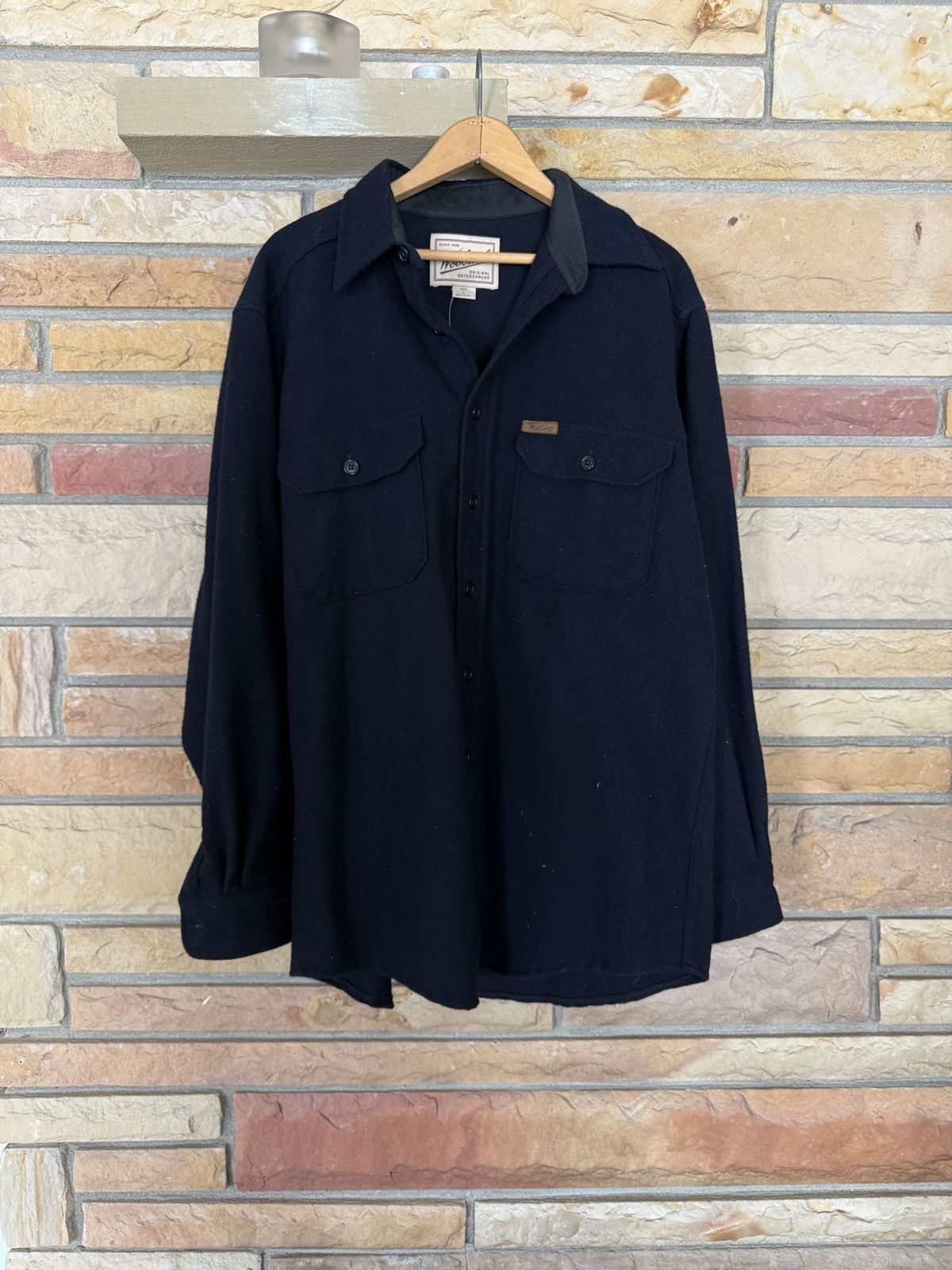 Woolrich Woolen Mills Vintage Woolrich Wool Button Up Shirt Navy NOS Size US L / EU 52-54 / 3 - 1 Thumbnail