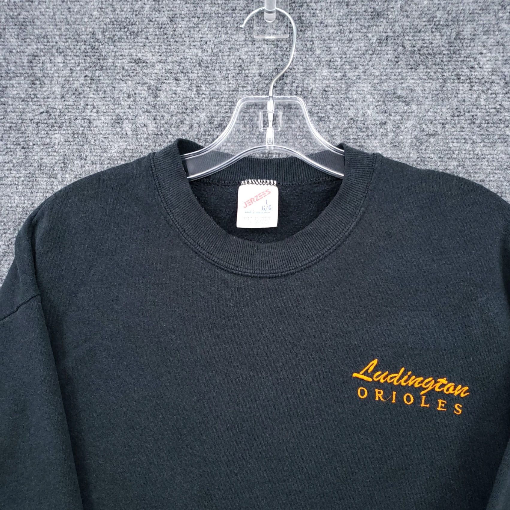 Jerzees VINTAGE Jerzees Sweatshirt Mens L Black Ludington Orioles Long Sleeves Crew Neck Pullover Cotton Size US L / EU 52-54 / 3 - 5 Thumbnail
