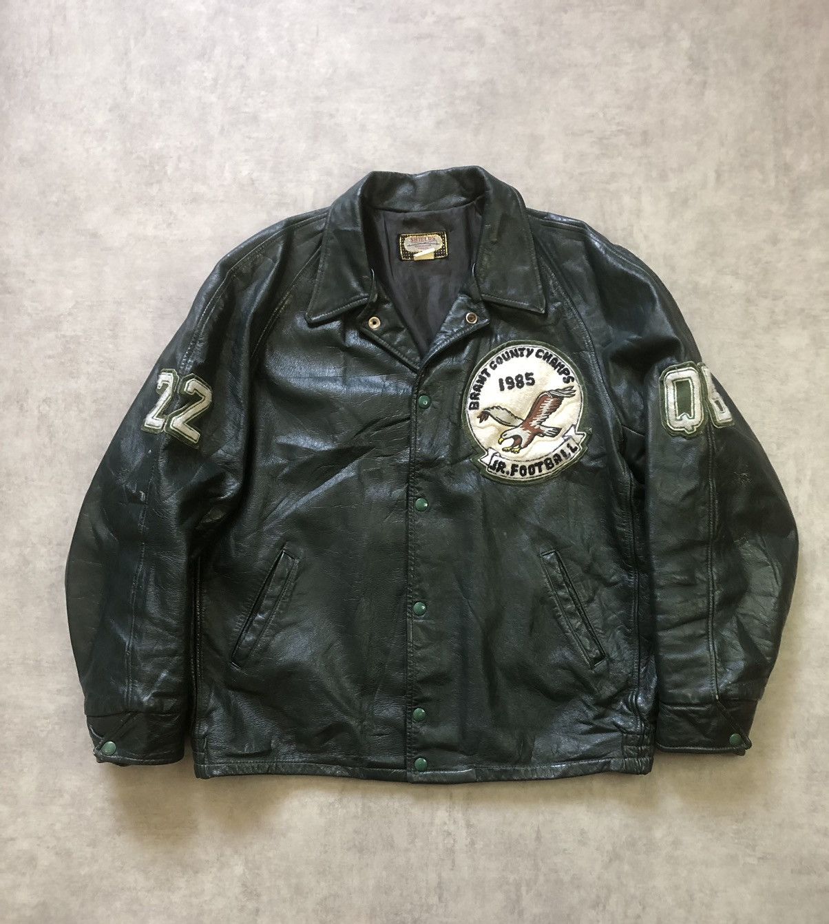 Genuine Leather × Vintage Vintage 80s St. John’s QB Leather Varsity Jacket Size US L / EU 52-54 / 3 - 5 Thumbnail