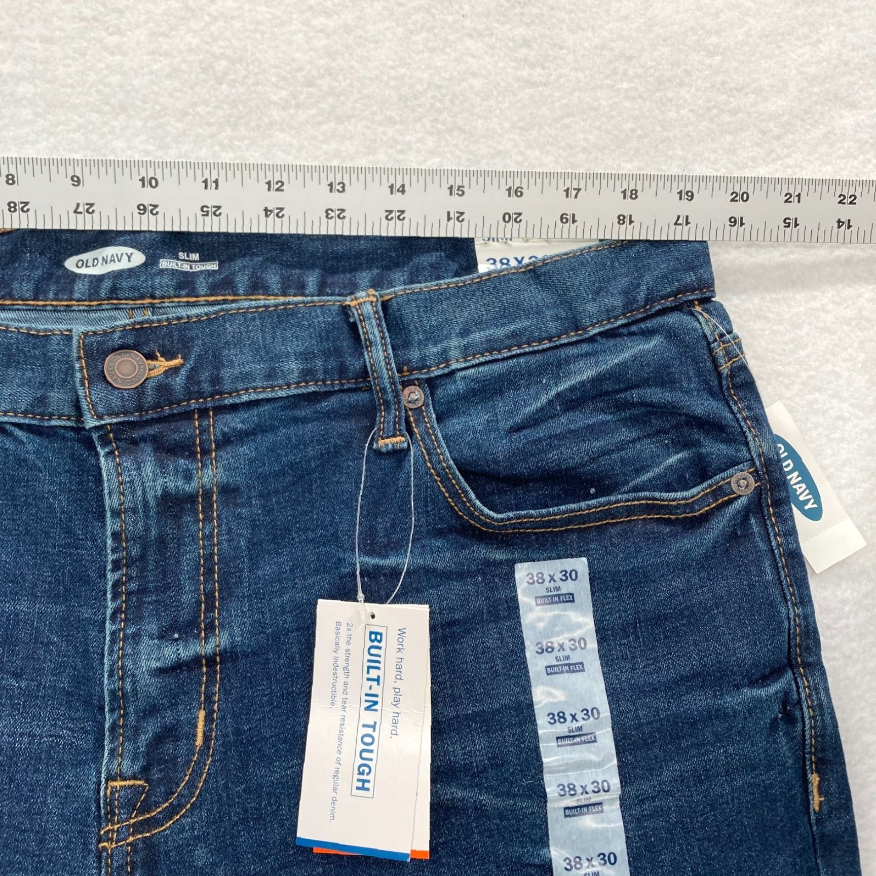 Old Navy Old Navy Jeans Mens 38x30 Slim Straight Leg Blue Stretch Denim Built In Tough Jeans Shirt? Size US 38 / EU 54 - 7 Thumbnail
