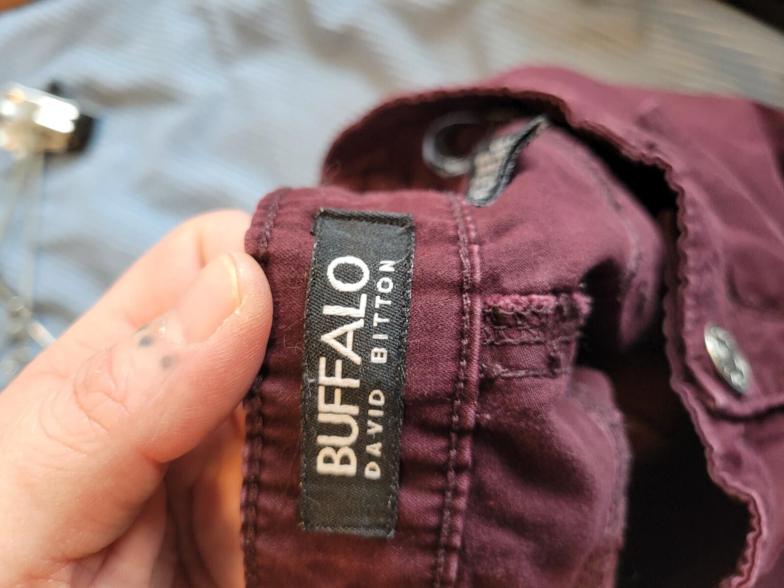 Buffalo David Bitton Burgundy Slim Fit Pants Size 28" / US 6 / IT 42 - 4 Thumbnail