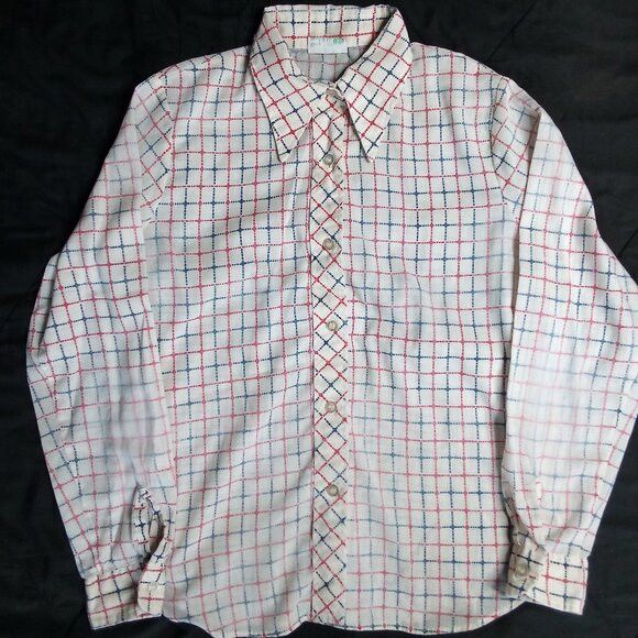 Sears Vintage 60s MCM Sears Dots Grid Checker Button Shirt Size US L / EU 52-54 / 3 - 2 Thumbnail