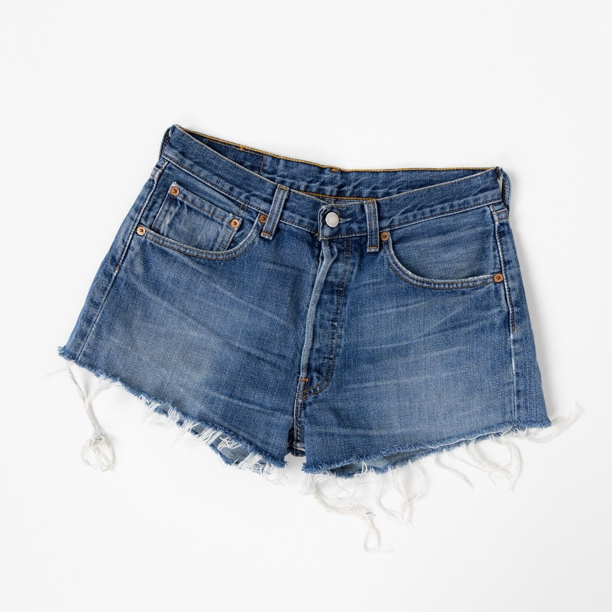 Levi's Levis 501 Womens Blue Denim Shorts Button Fly Frayed Raw Size 30" / US 8 / IT 44 - 2 Thumbnail