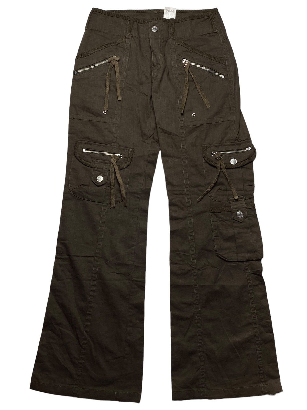 Japanese Brand 2000s Pauline Bleu - Flared Cargo Pants Size US 29 - 3 Thumbnail