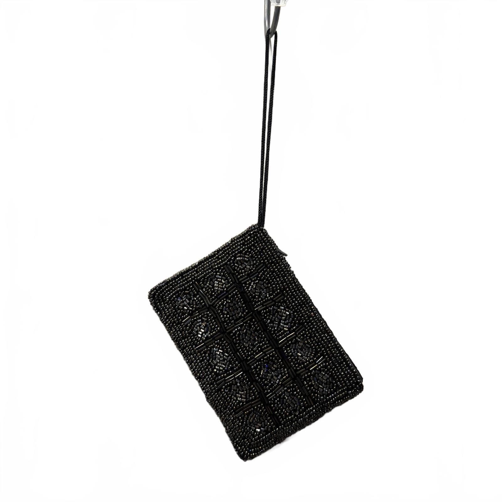 The Unbranded Brand Elegant Black Beaded Wristlet Clutch Size ONE SIZE - 1 Thumbnail