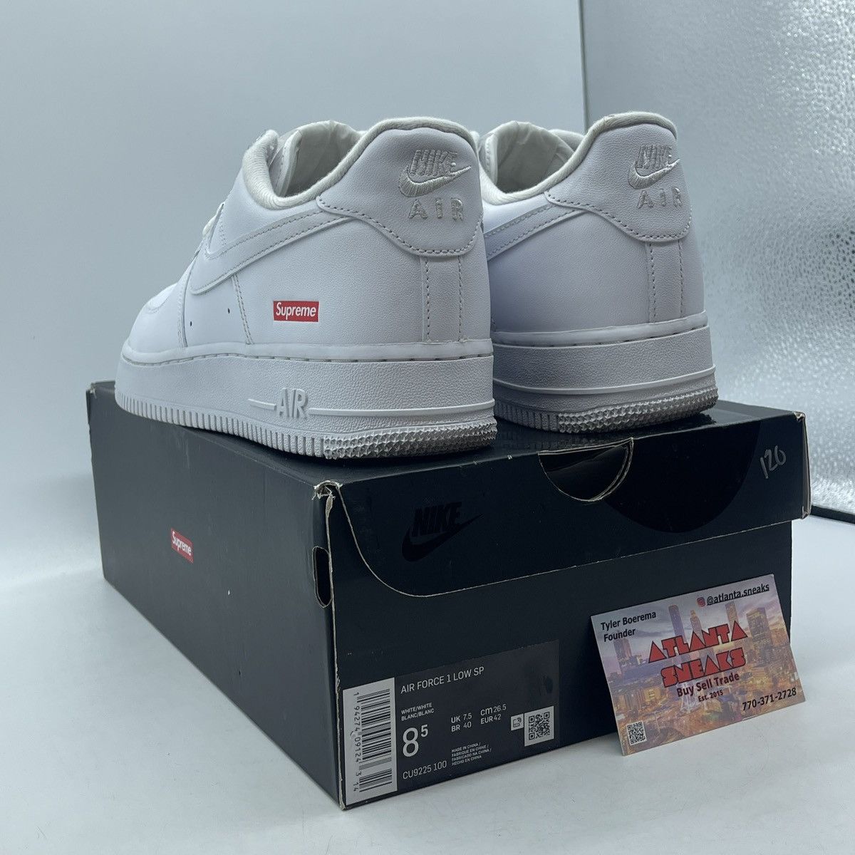 Supreme Supreme x air force 1 low box logo white Size US 8.5 / EU 41-42 - 4 Thumbnail