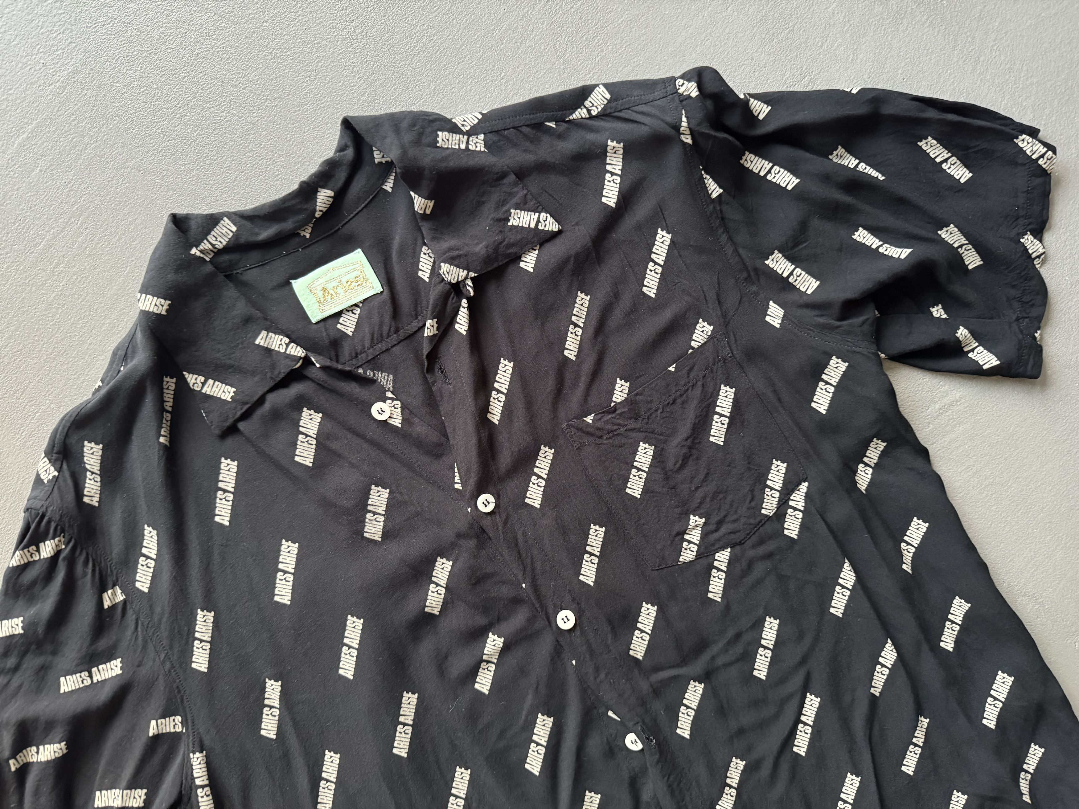 Aries Aries Arise Logo Camp Collar Shirt, Black Size US M / EU 48-50 / 2 - 2 Thumbnail