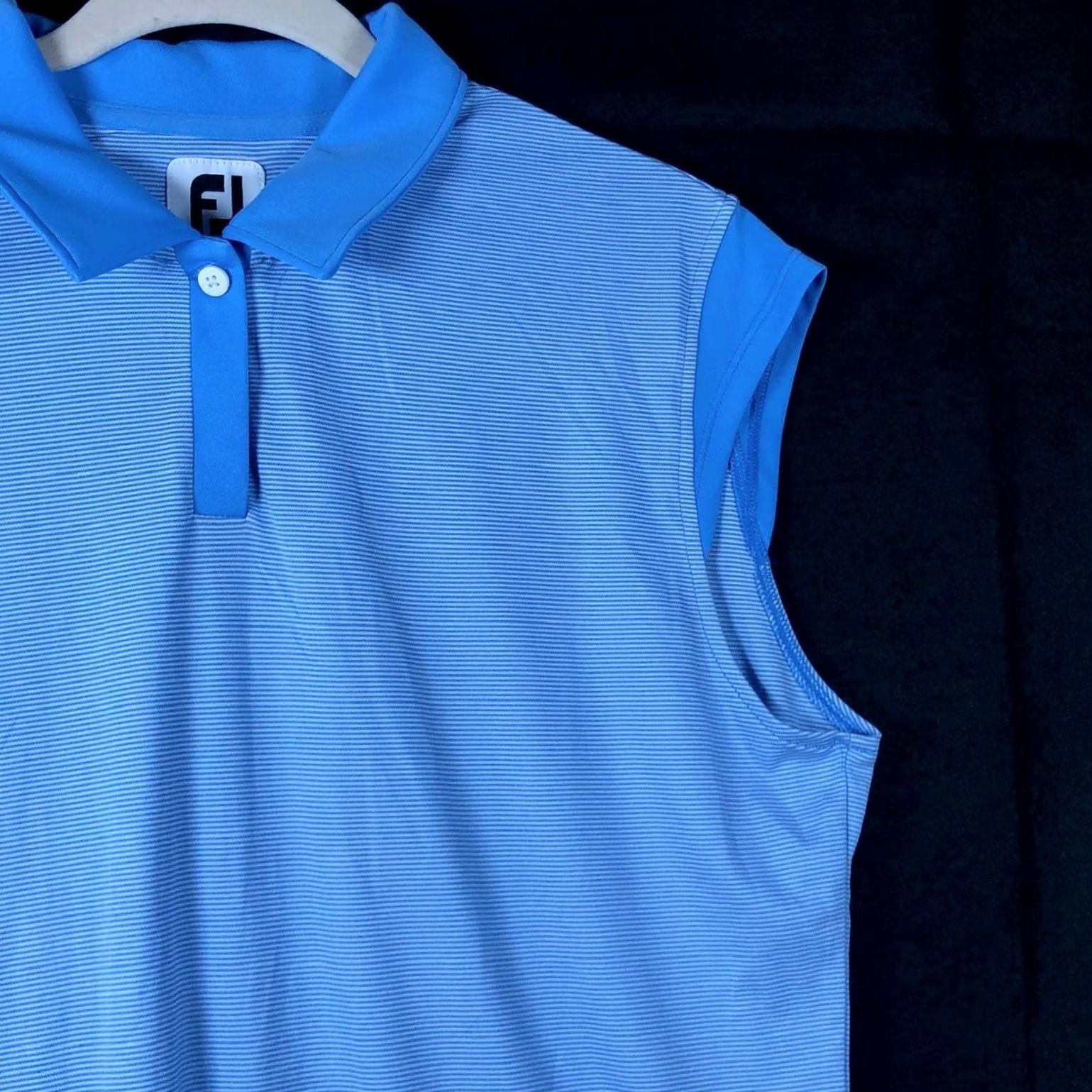 Footjoy FootJoy Women's Shirt Blue Striped V Neck Golf Polo Sleeveless Athletic Large Size L / US 10 / IT 46 - 5 Thumbnail