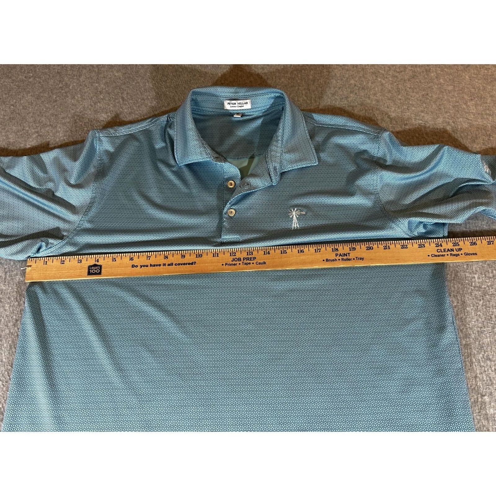 Peter Millar VINTAGE? No. Peter Millar Polo Golf Geometric Print Blue Mens Large Shirt Rizzo Performance Summer Comfort Size US L / EU 52-54 / 3 - 4 Thumbnail
