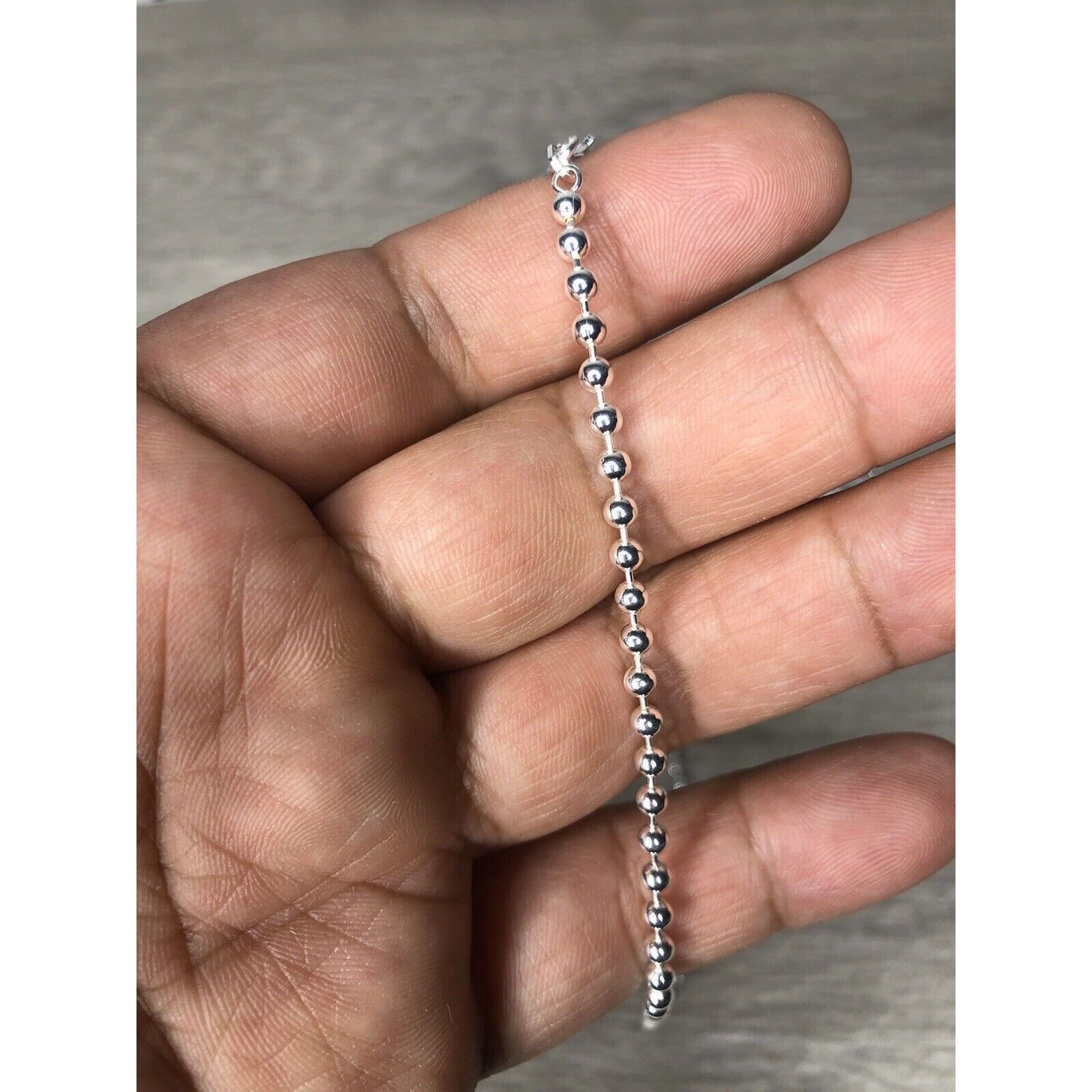 Other Solid Sterling Silver Bead Ball Chain Necklace 925 Italian M Size ONE SIZE - 3 Thumbnail