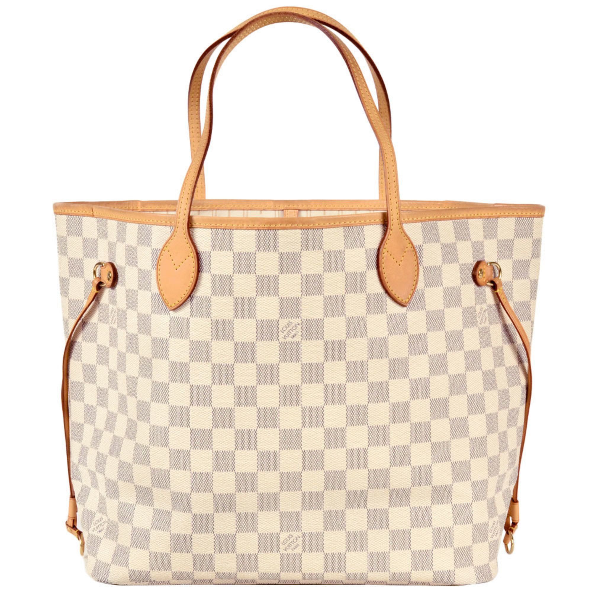 Louis Vuitton Neverfull Mm Tote Bag Damier Azur N51107 White Sp4079 Women's