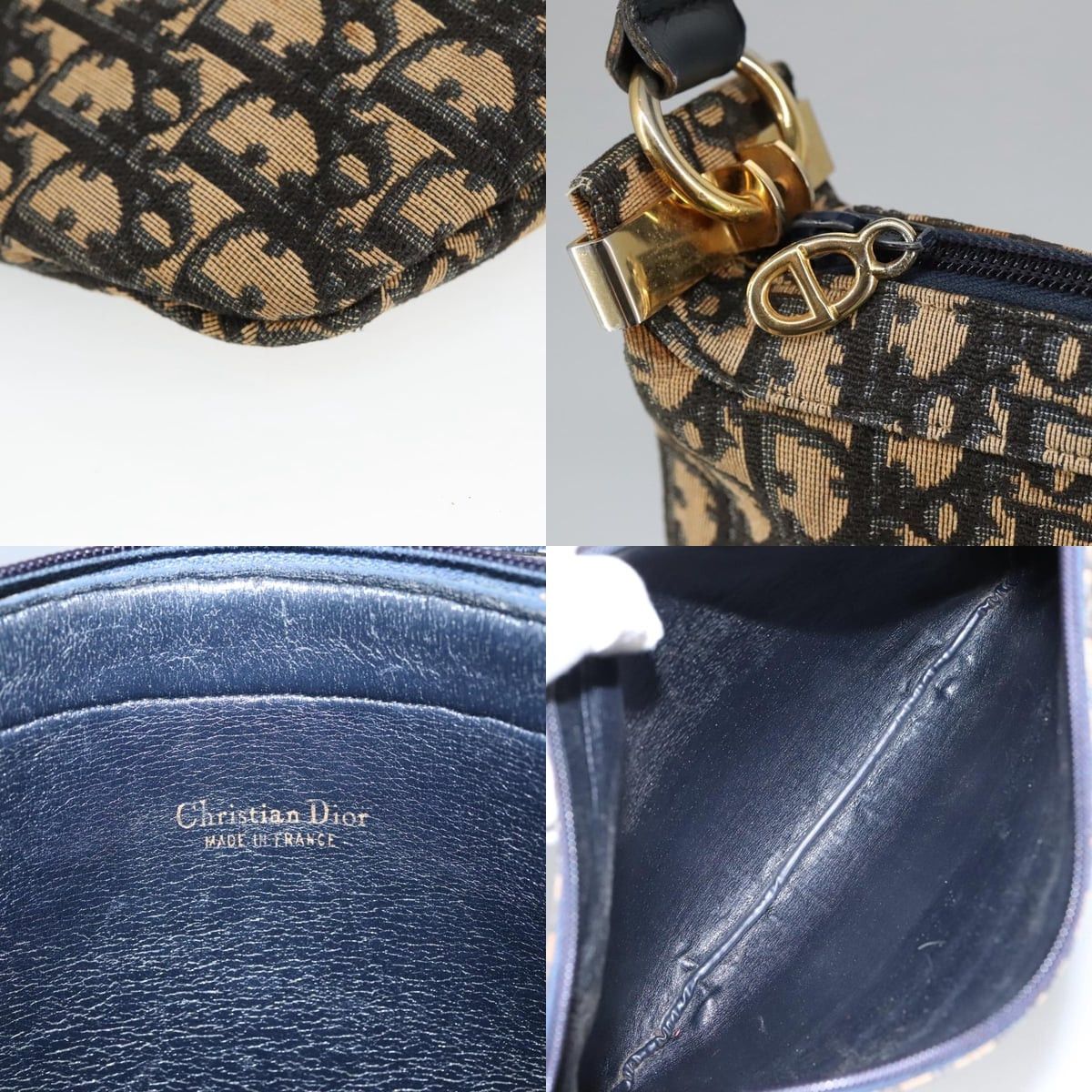 Dior DIOR Trotter Canvas Shoulder Bag Navy Gold Size ONE SIZE - 11 Thumbnail