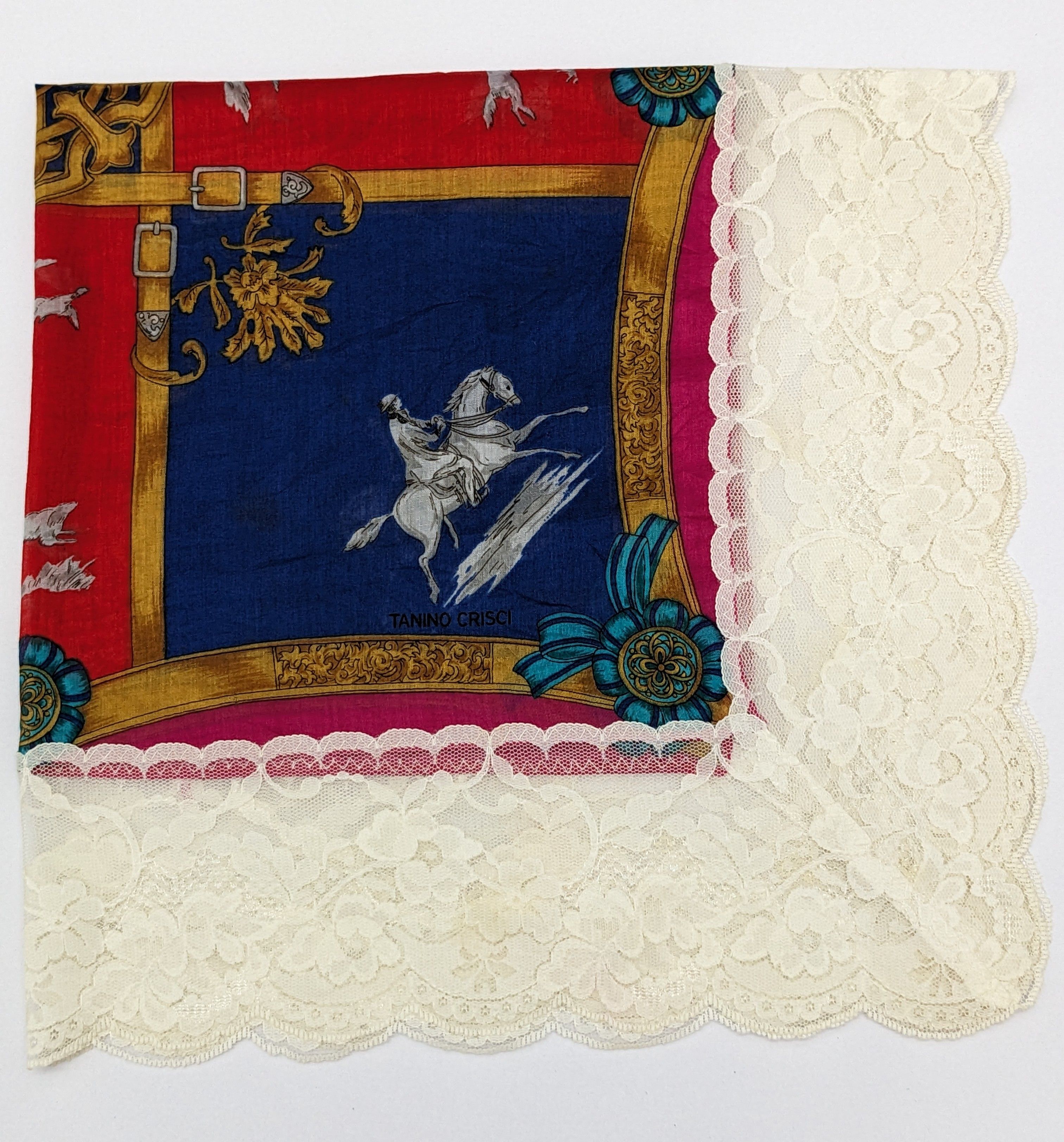Tanino Crisci Vintage Tanino Crisci Equestrian Silk-Cotton Handkerchief Size ONE SIZE - 2 Thumbnail