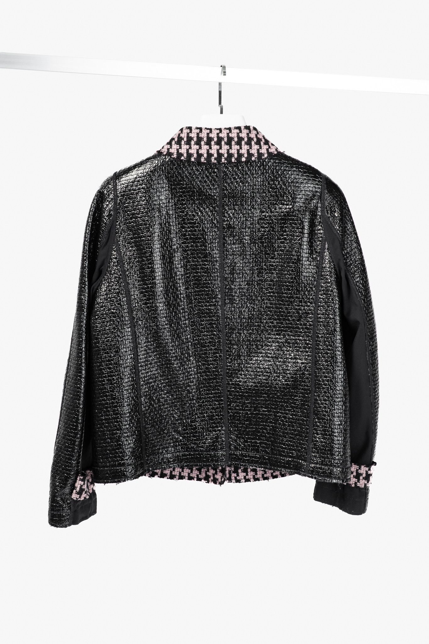 Other Marc Cain Reversible Houndstooth Tweed & Faux-Leather Jacket Size L / US 10 / IT 46 - 4 Thumbnail