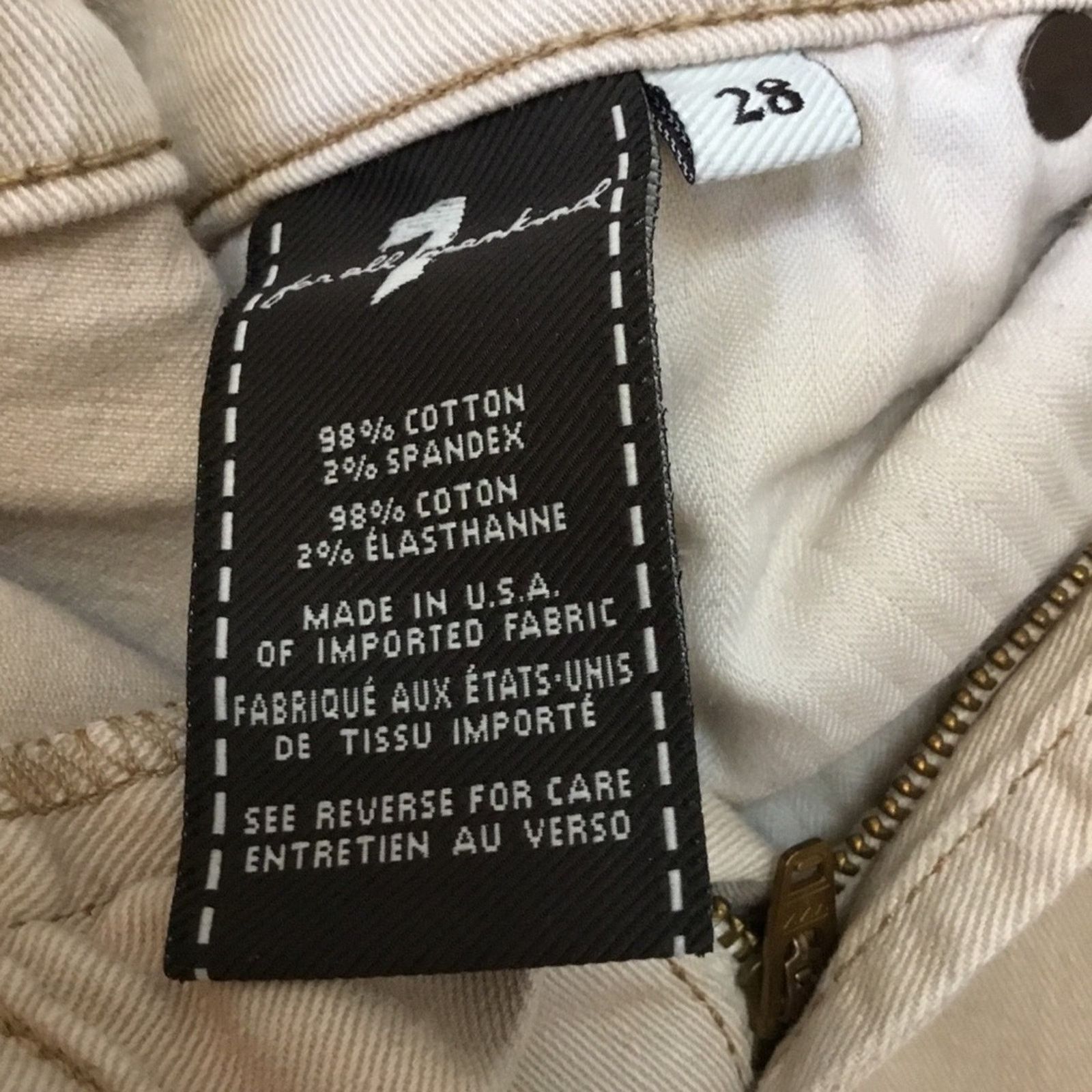 For All Mankind Beige Skinny Crop Roll Jeans