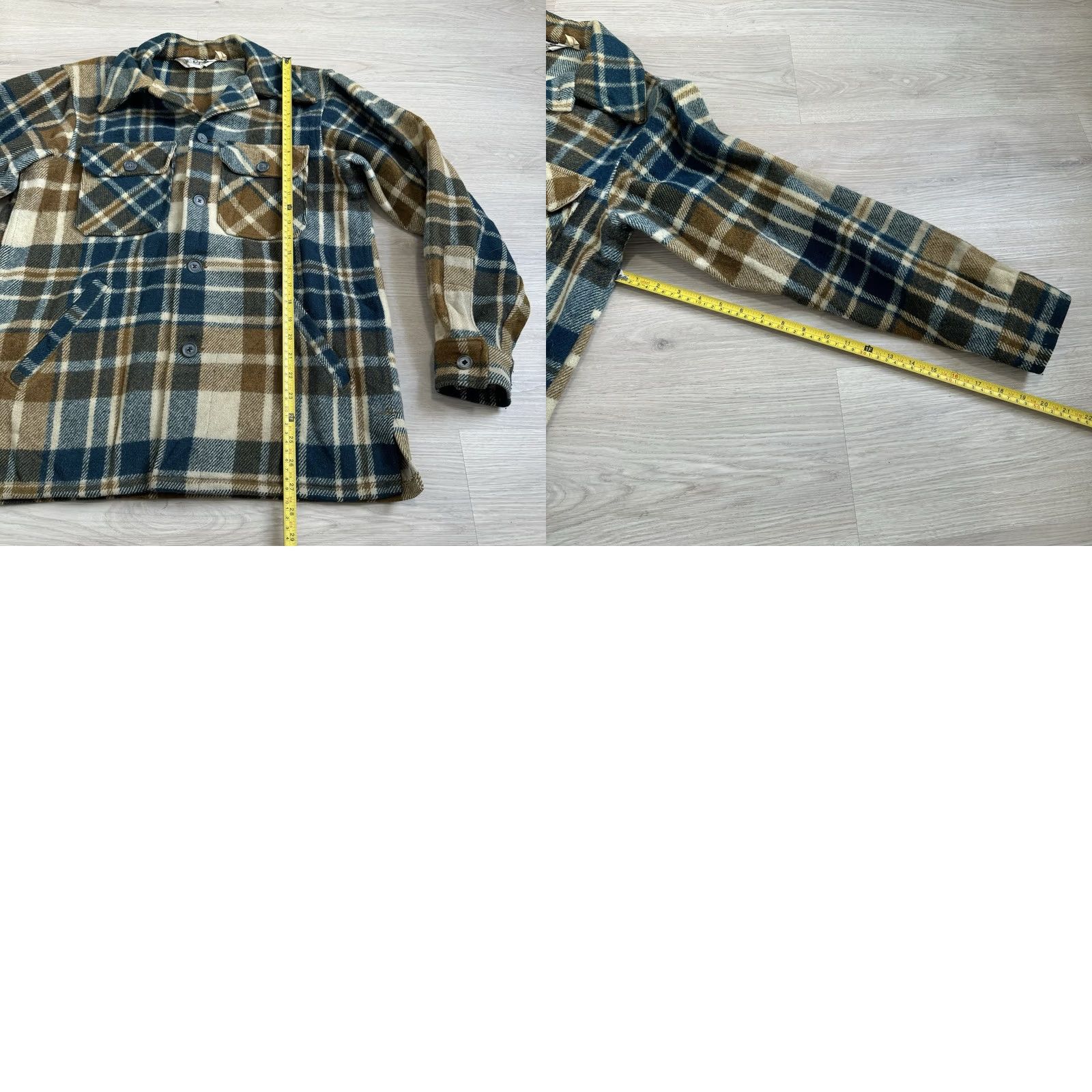 Vintage VINTAGE Woolrich CPO Jacket Mens M Tan Green Beige Plaid Wool Blend Button Coat USA Size US M / EU 48-50 / 2 - 8 Thumbnail