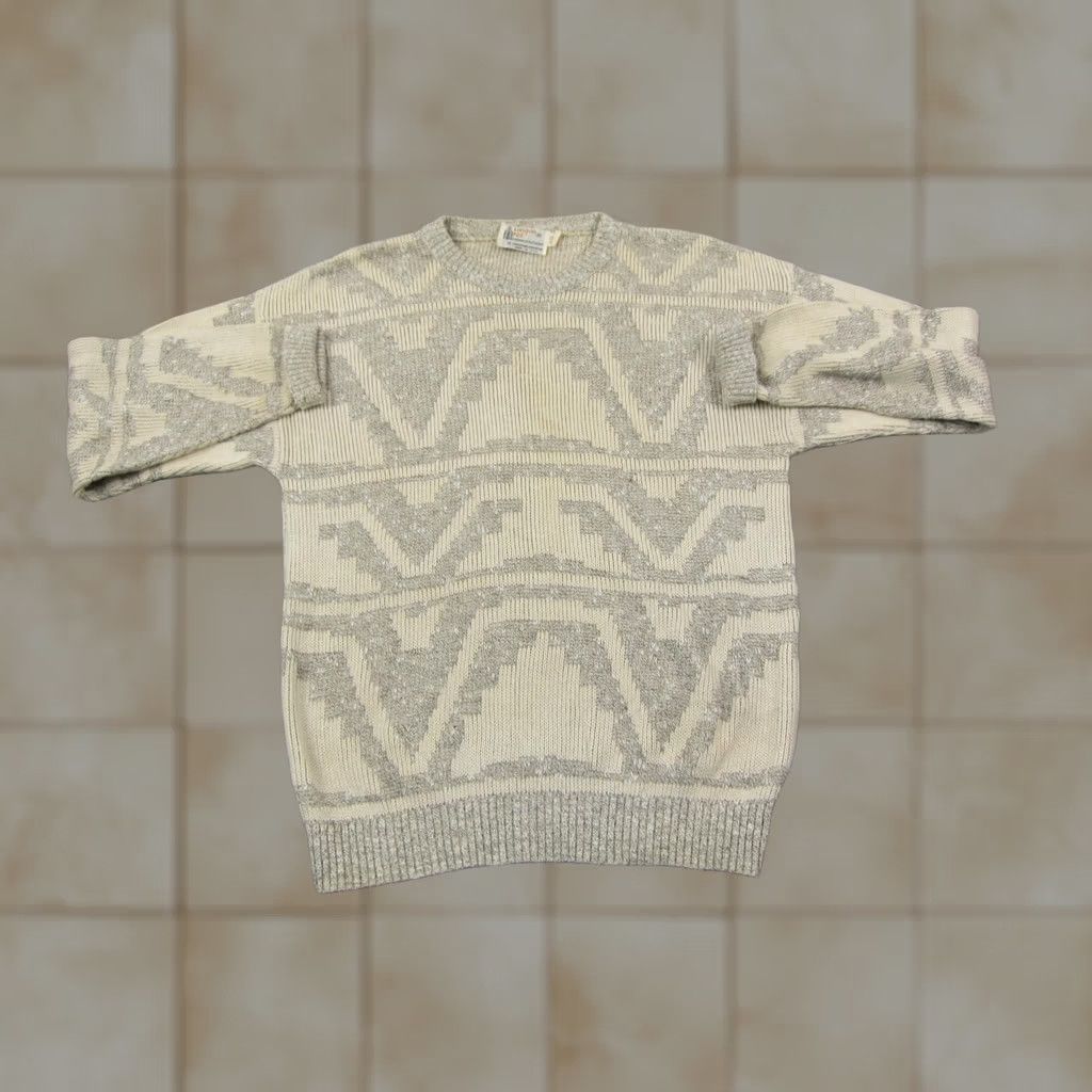 London Fog VINTAGE London Fog Sweater Mens Medium Creme Knit Diamond Classic Outdoor 80s Size US M / EU 48-50 / 2 - 1 Thumbnail