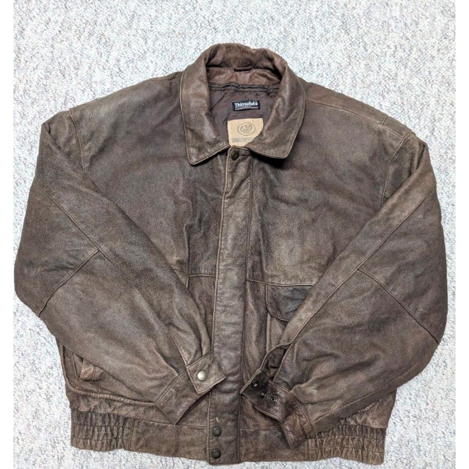Vintage VINTAGE Georgetown Leather Bomber Jacket XL Mens Brown Leather Zip Chest 48-50 Loose Boxy Patina 1980s-90s Flight A2 Size US XL / EU 56 / 4 - 3 Thumbnail