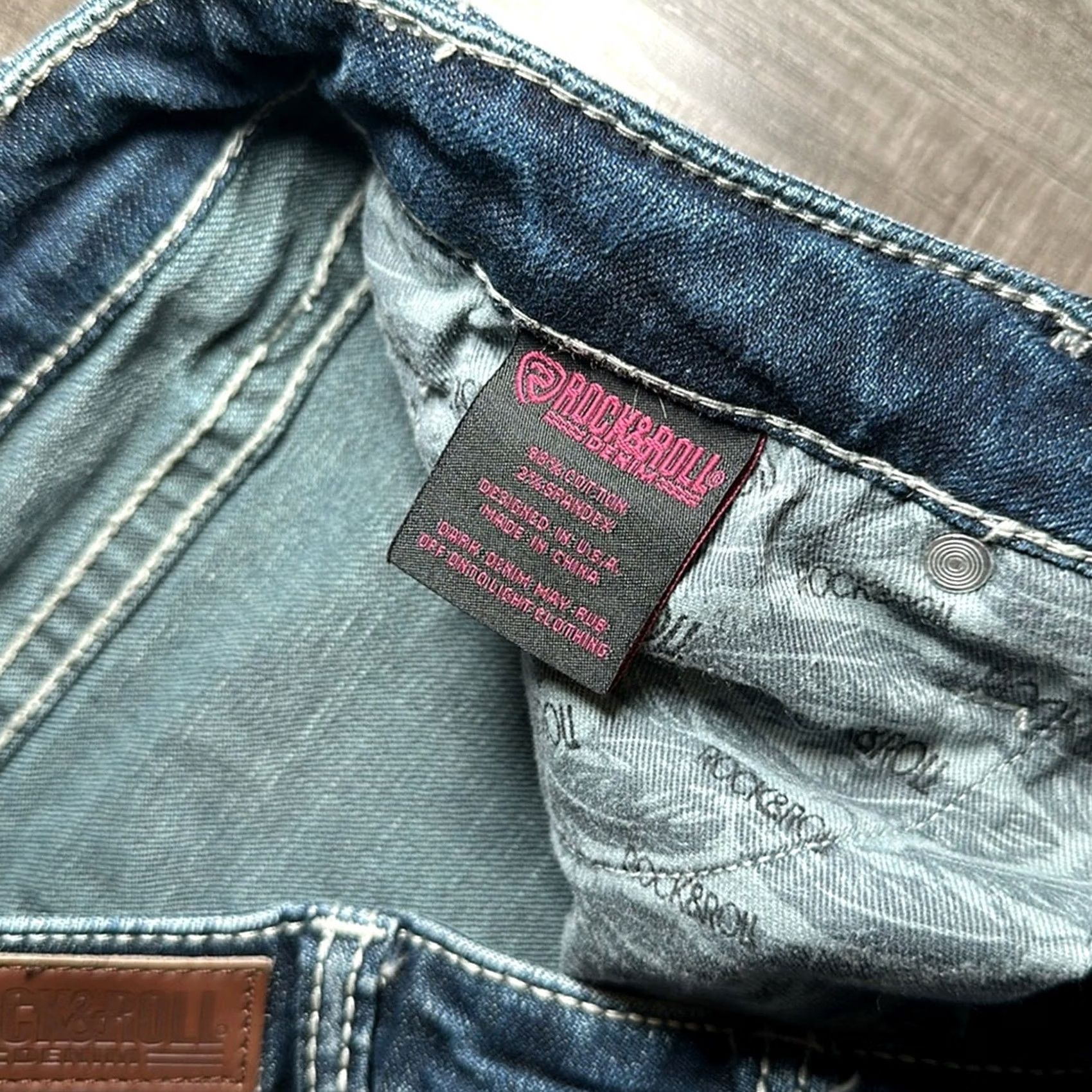 Denime VINTAGE Rock & Roll Denim Bootcut Jeans Women 31 Regular Blue 33x34 90s Style Mens Womens Size 24" / US 00 / IT 34 - 7 Thumbnail