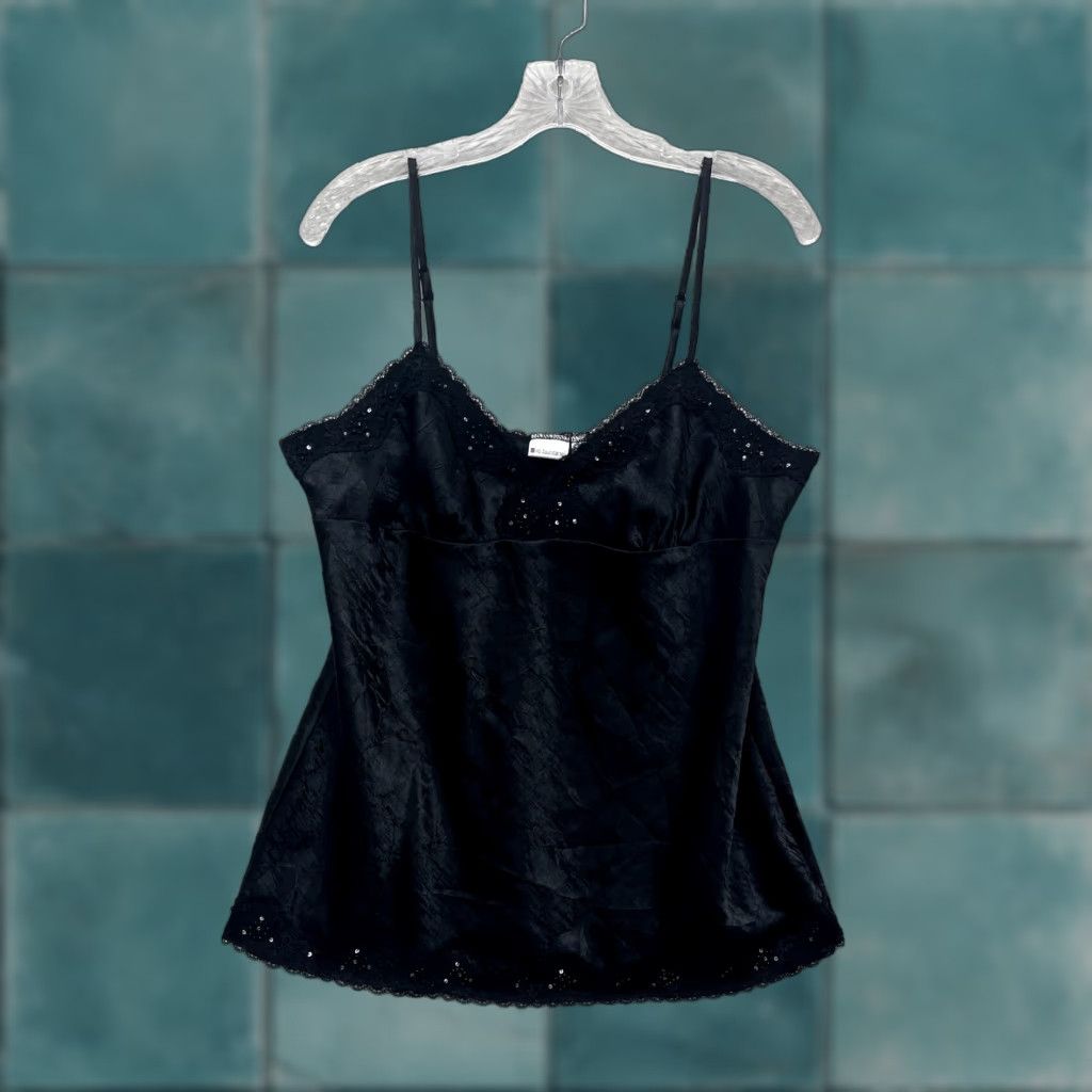 Vintage **VINTAGE LARGE BLACK SATIN GRUNGE NO BOUNDARIES Y2K CAMISOLE SHIRT** User: **VINTAGE LARGE BLACK SATIN GRUNGE CAMISOLE SHIRT** Size L / US 10 / IT 46 - 1 Thumbnail