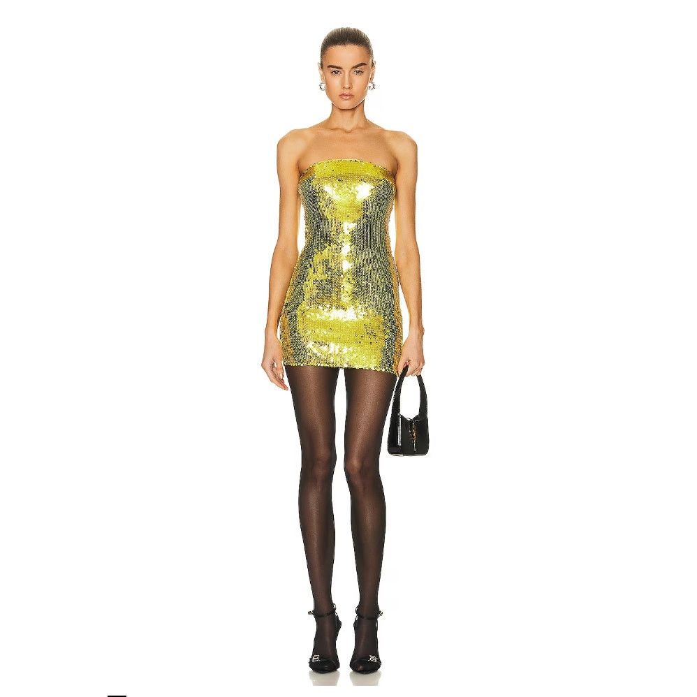 THE ANDAMANE THE ANDAMANE Gisele Tube Mini Dress Lime 44 Size L / US 10 / IT 46 - 12 Thumbnail