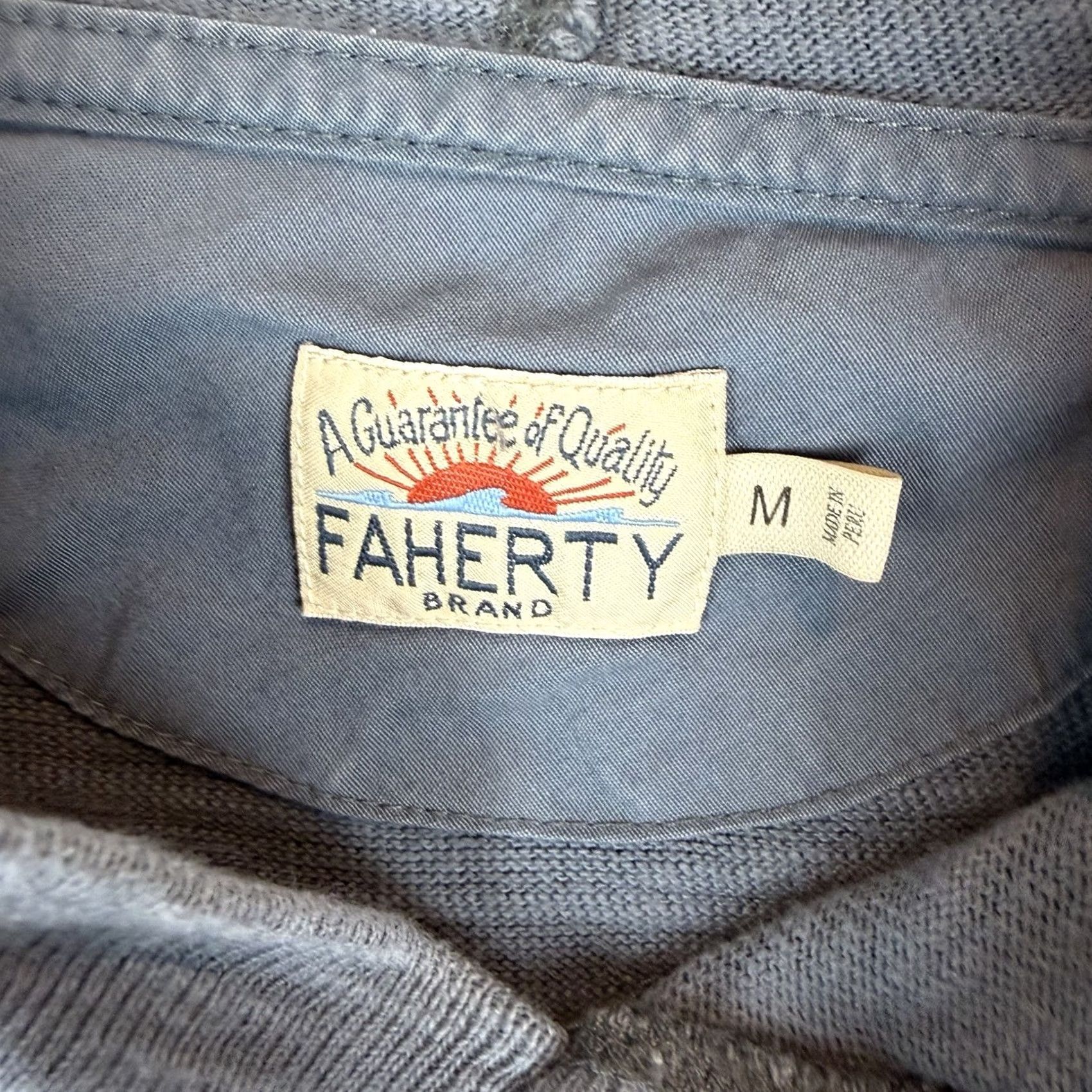 Faherty Faherty Hoodie Mens M Blue Solid Logo Hooded Cotton Knit Size US M / EU 48-50 / 2 - 3 Thumbnail