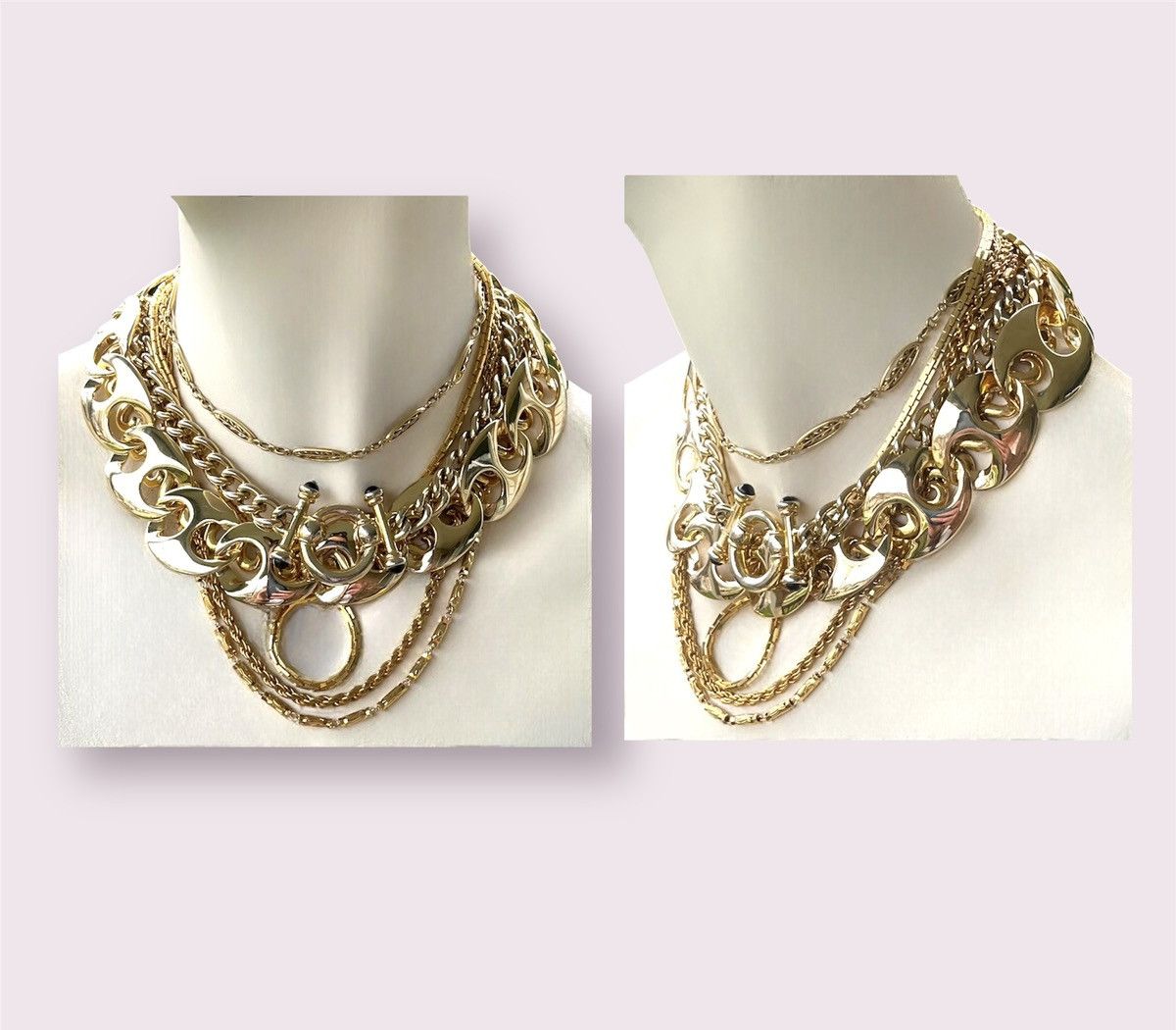 image of Vintage Chunky Gold Necklace Lot Women’S Jewelry, Women's