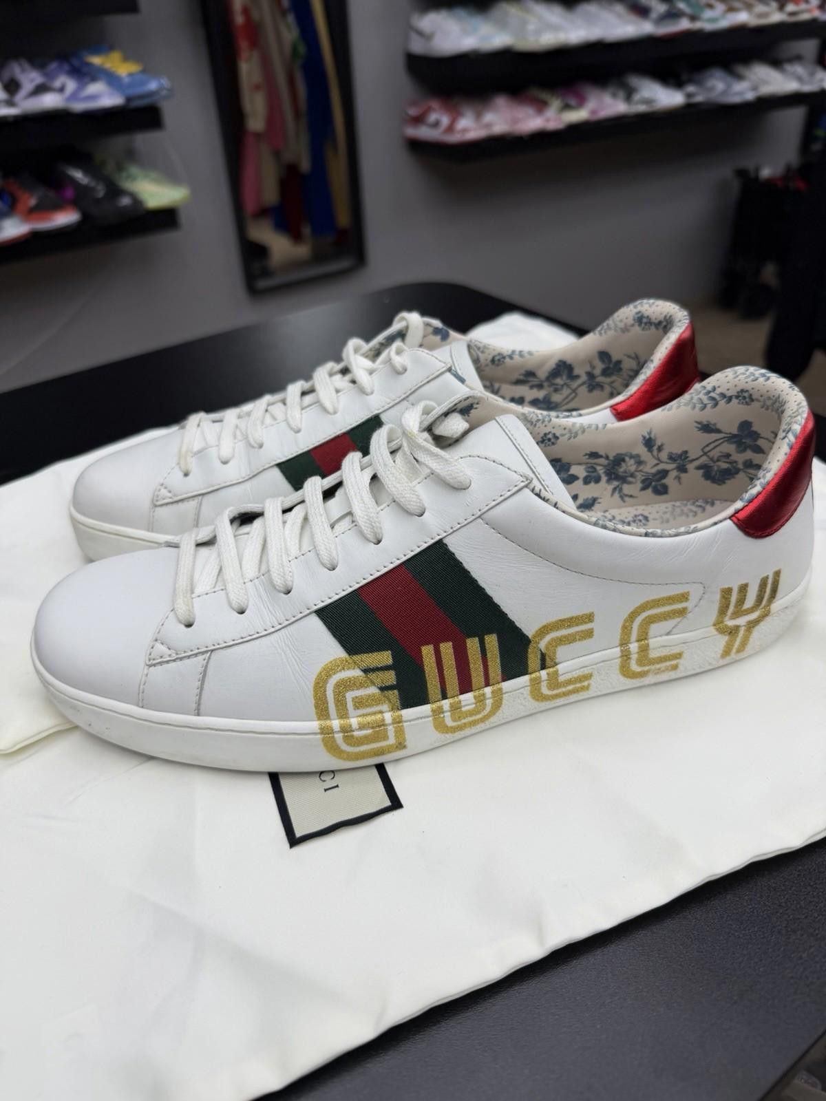 Gucci Gucci Ace Sneakers Men White Logo Leather Low Top 11G/11.5US Size US 11.5 / EU 44-45 - 6 Thumbnail