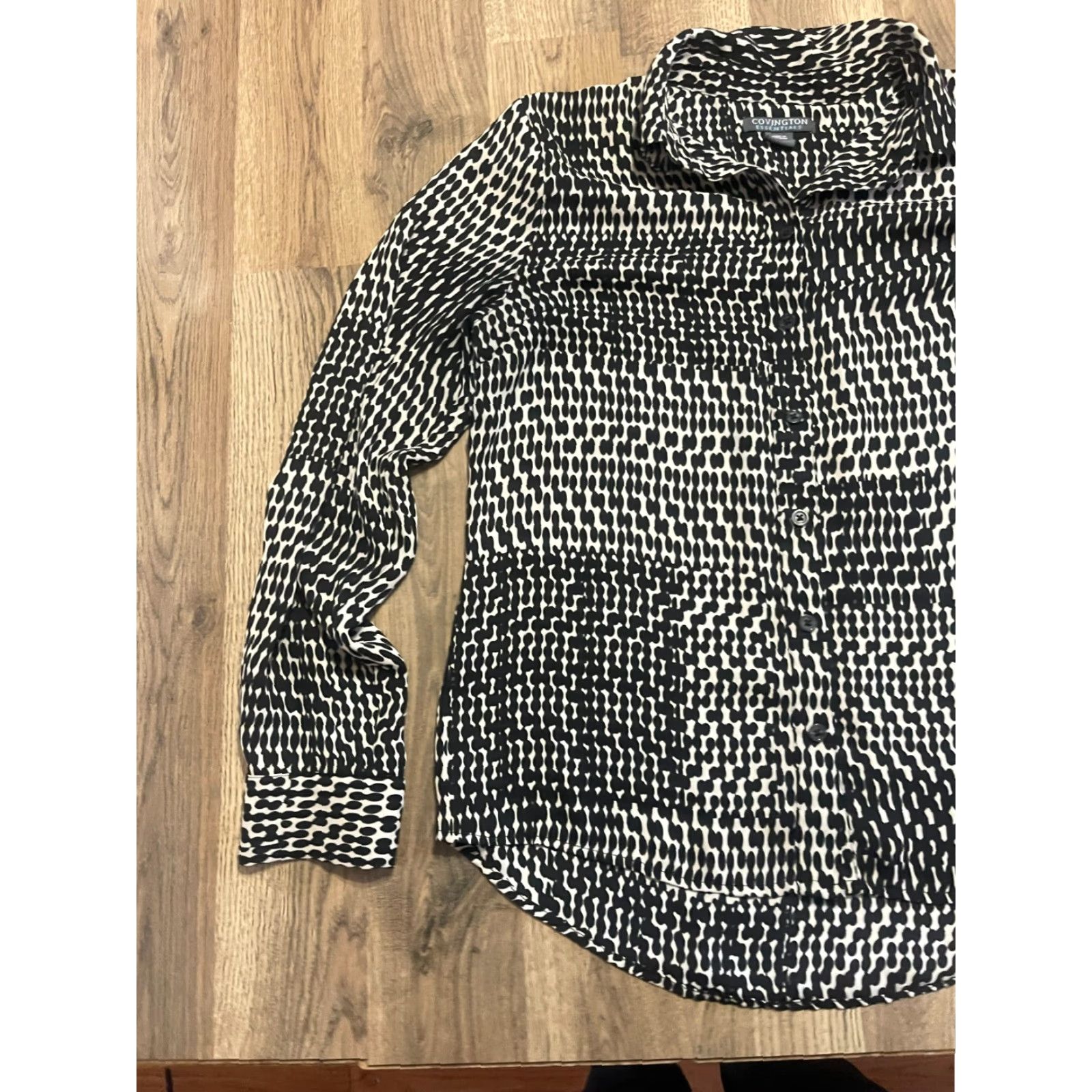 Gloverall Covington Blouse Women's Size Small Button-Up Black White Allover Print Shirt Size S / US 4 / IT 40 - 3 Thumbnail