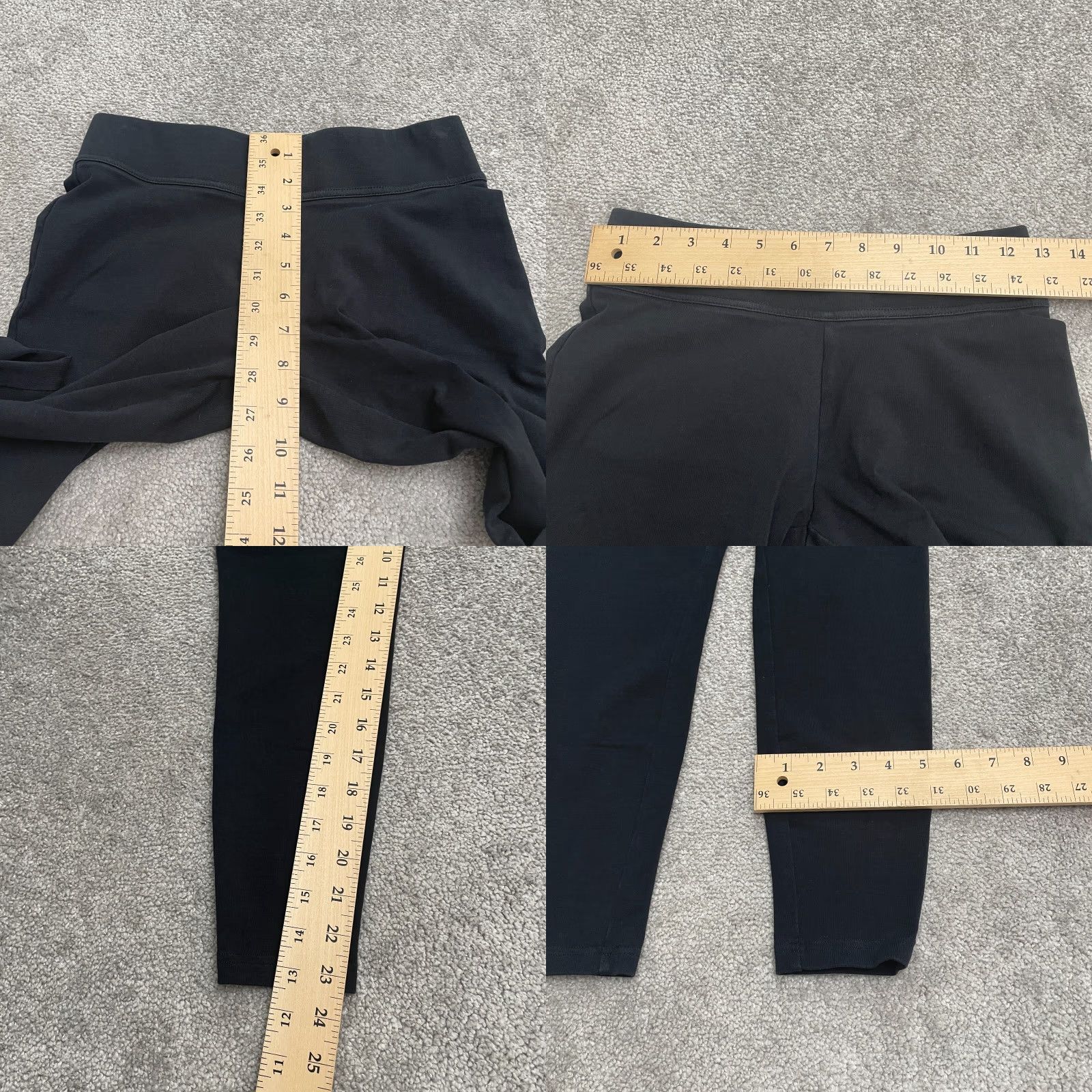 Lands' End VINTAGE Lands' End Starfish Ankle Leggings Womens XS Black Solid Stretch Athletic 26x23 Size 26" / US 2 / IT 38 - 8 Thumbnail