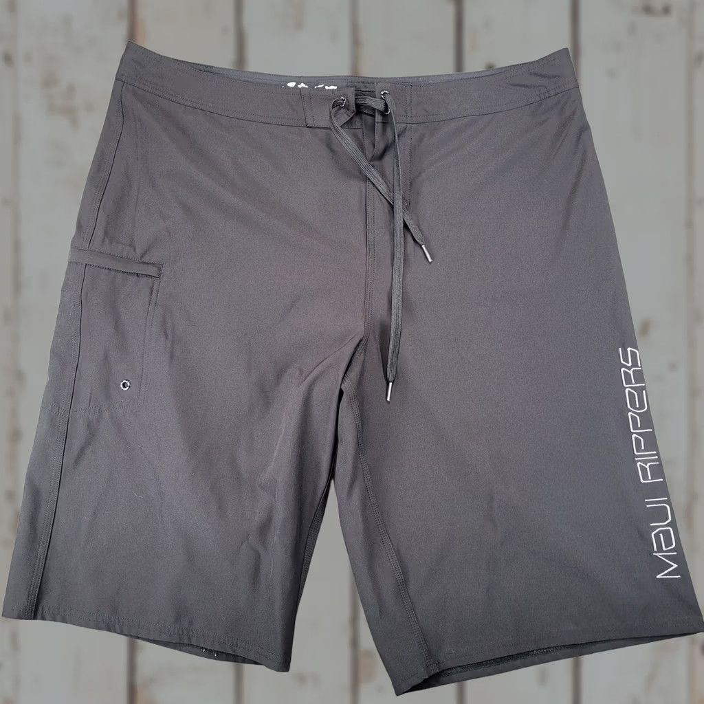 Vintage Maui Rippers Mens Black Board Shorts Swim Trunks 40 Hawaii Surf Cargo Pocket Quick Dry Drawstring Pattern Solid Regular Size Size US 40 / EU 56 - 1 Thumbnail