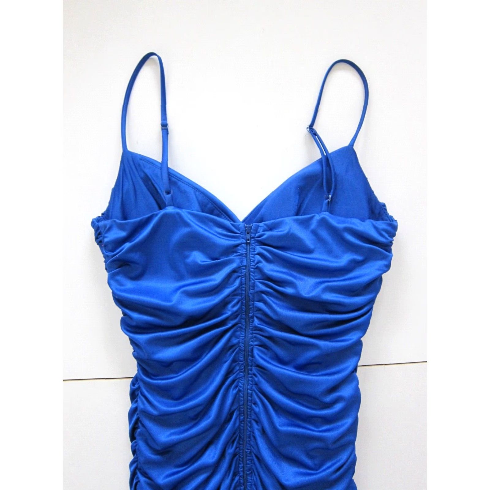 Vintage VINTAGE Rubber Ducky Blue Dress Bodycon Spaghetti Strap Ruched Medium Dress Women Sleeveless Blue 90s Theme Females Size M / US 6-8 / IT 42-44 - 6 Thumbnail