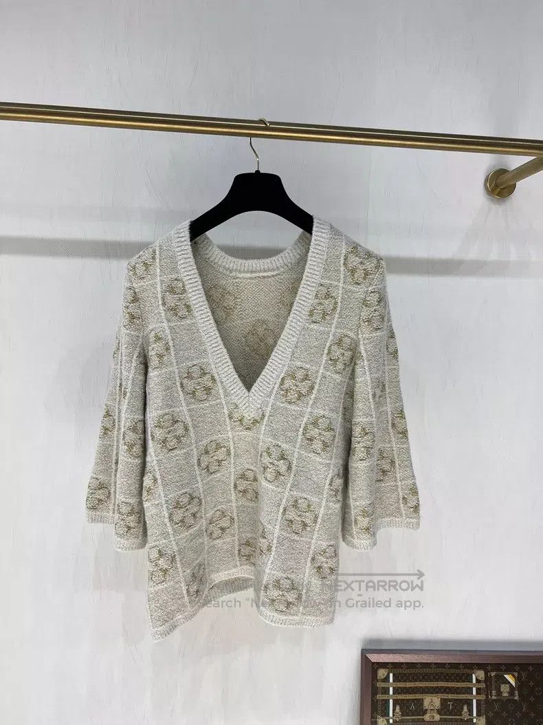 Chanel Chanel White gold three-quarter sleeve knitting sweater Size XXS / US 00 / IT 34 - 2 Thumbnail