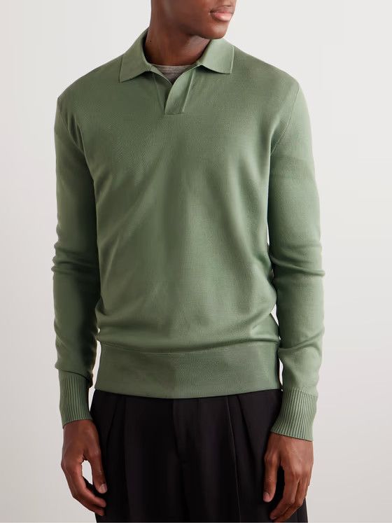 Loro Piana o1w1db10724 Polo Shirt in Light Green Size US M / EU 48-50 / 2 - 2 Thumbnail