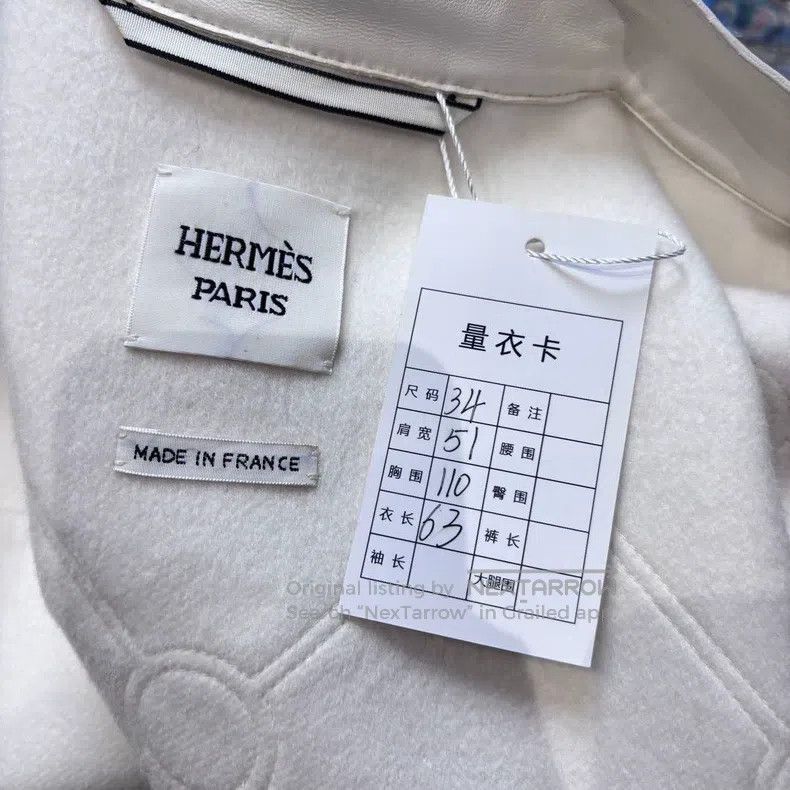Hermes Hermes Super Beautiful Milkshake White Cashmere and Leathe Size XXS / US 00 / IT 34 - 3 Thumbnail