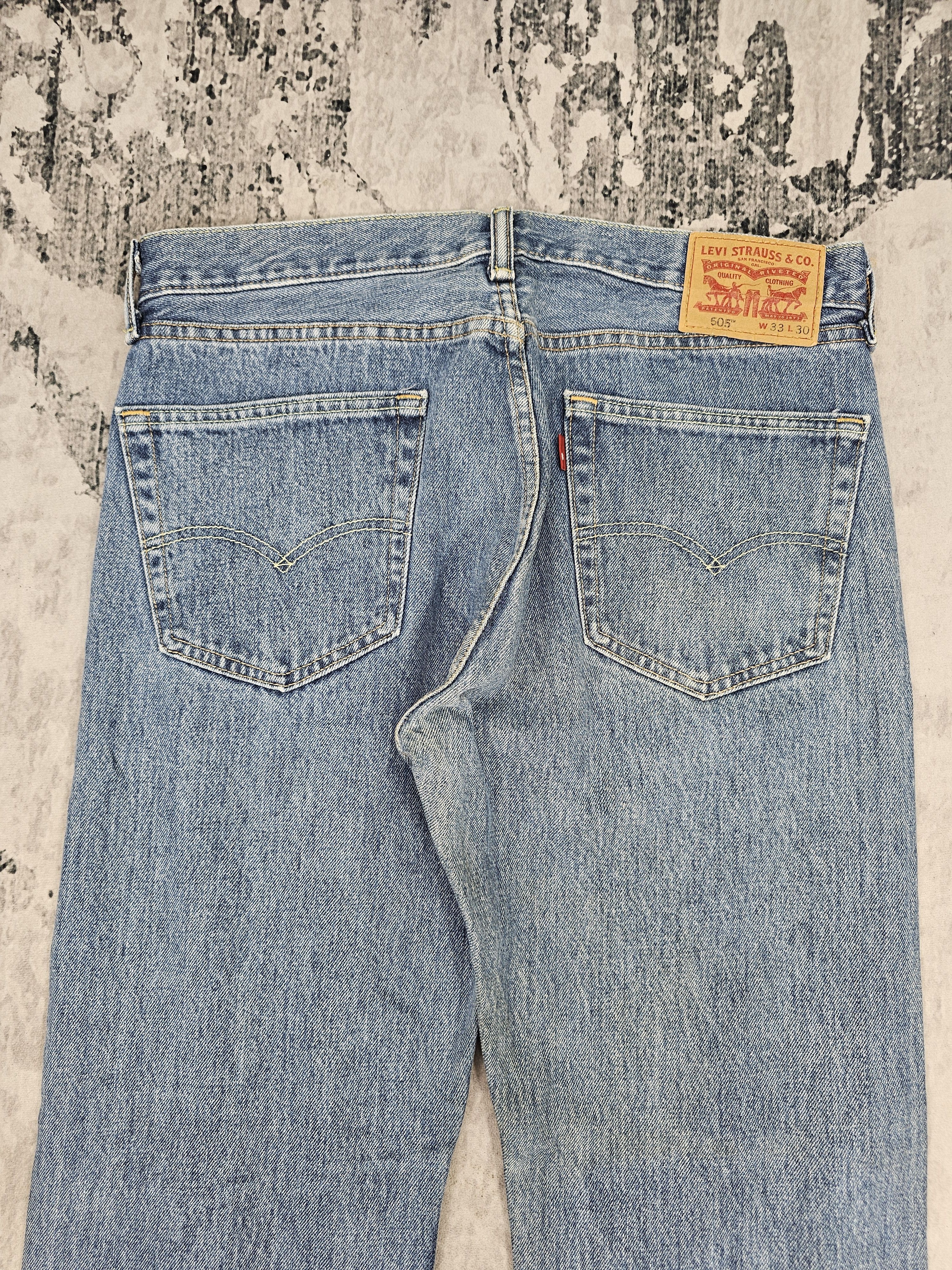 Levi's Vintage Clothing Vtg LEVIS 505 Faded Stain Cropped Blue Jeans 33X29 L0510 Size US 33 - 9 Thumbnail