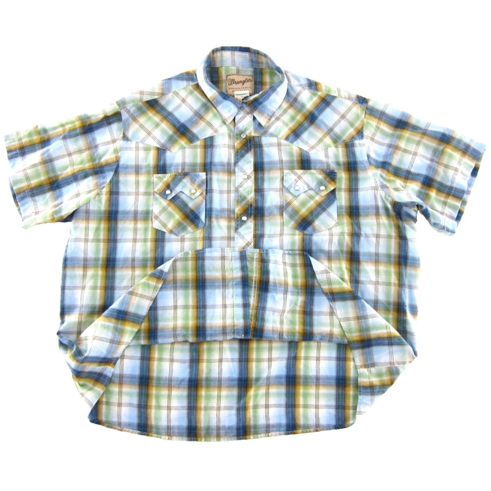 Wrangler VTG Wrangler Green Plaid Snap Short Sleeve Shirt Men 3X Size US XXL / EU 58 / 5 - 4 Thumbnail