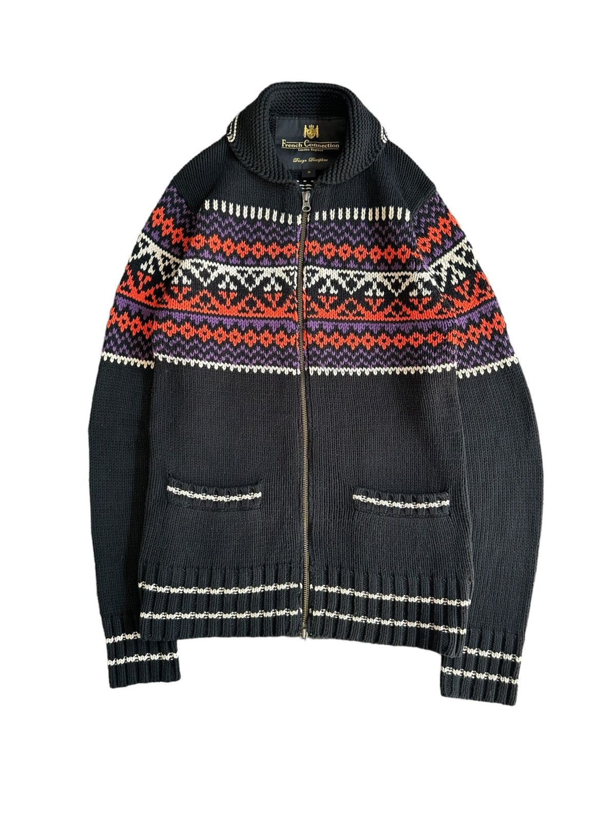 French Connection × Vintage Rare FCUK wool knitted zipper sweater Size US L / EU 52-54 / 3 - 2 Thumbnail