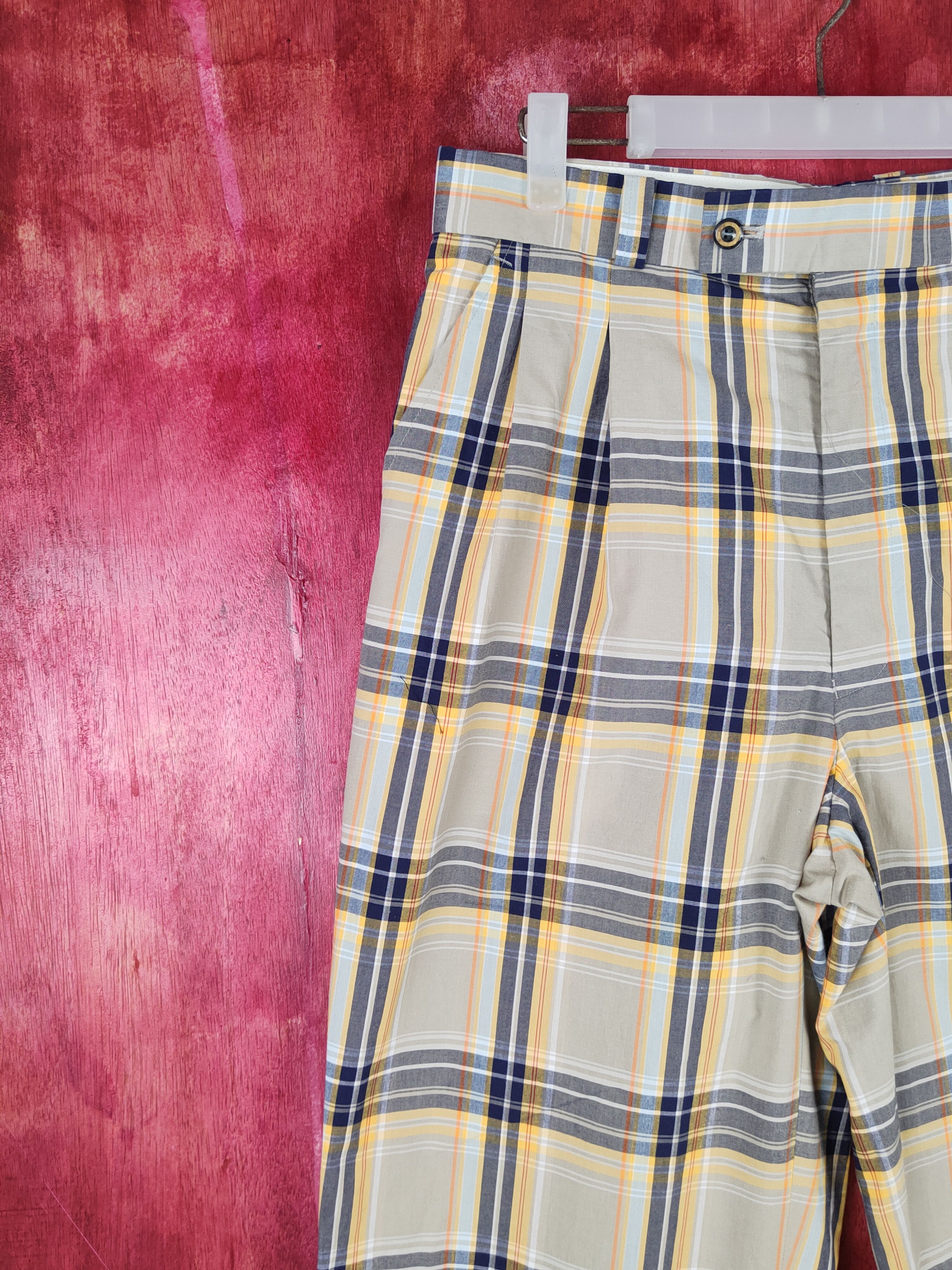 Kenzo Kenzo Golf Yellow Blue checkered Casual Pants #S1348 Size US 32 / EU 48 - 3 Thumbnail