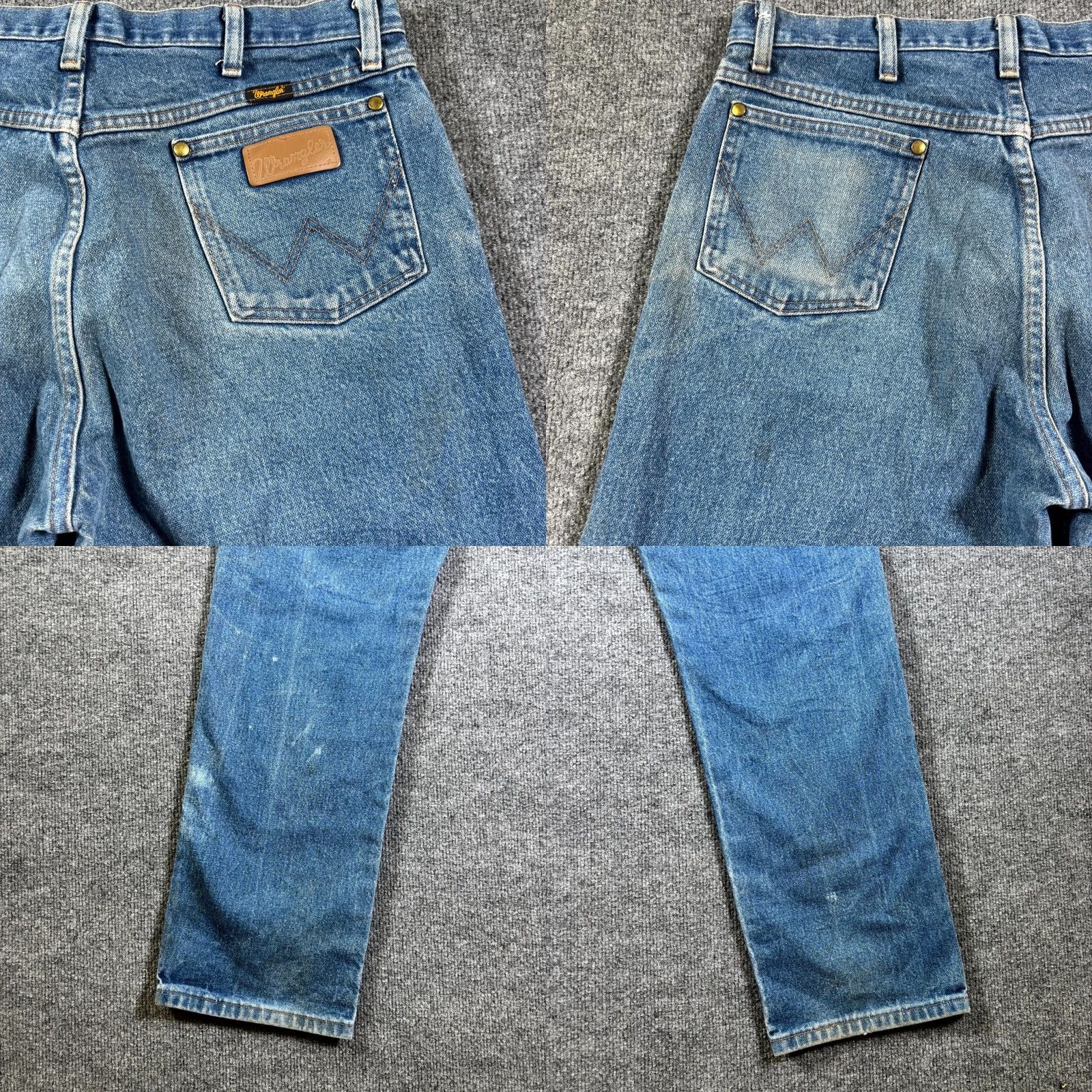 Wrangler Wrangler Cowboy Cut Straight Jeans Men's 35x32 Blue Denim Cotton Faded Workwear Size US 35 - 9 Thumbnail