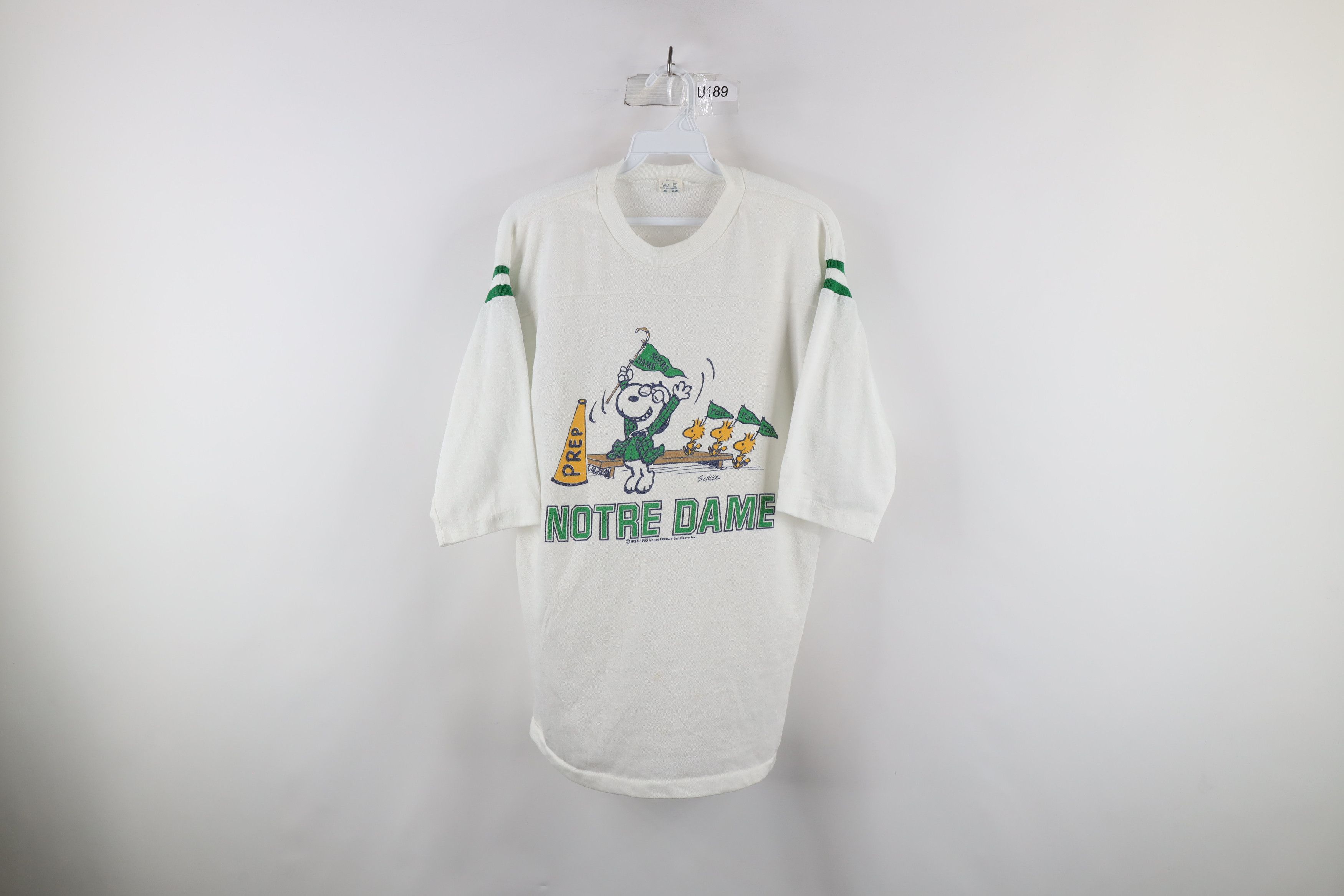 Vintage 70s Dame University Football 3/4 Sleeve T-Shirt USA