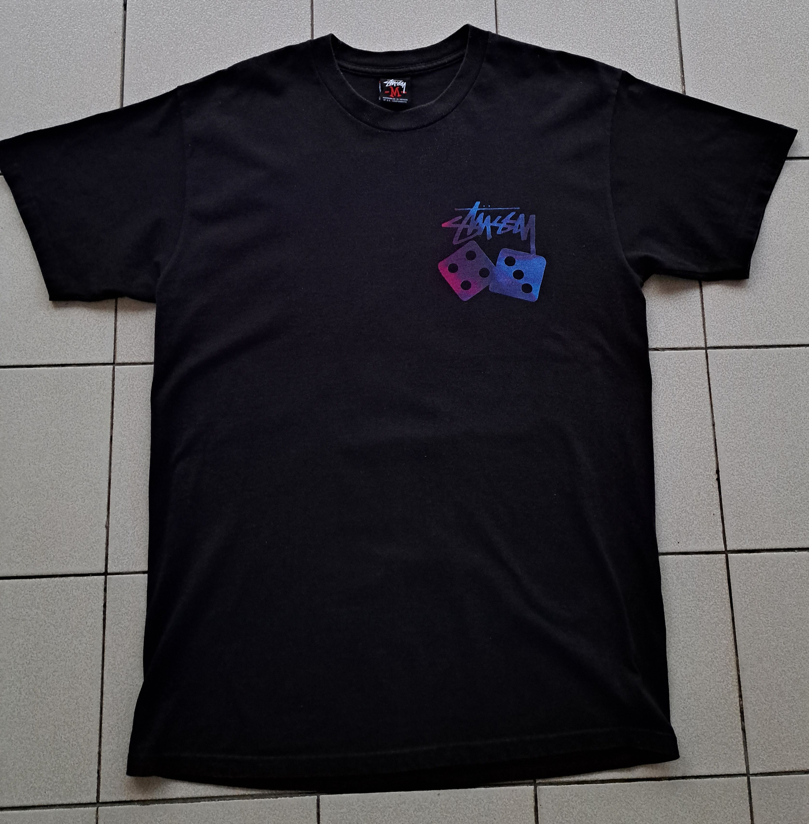 image of Y2K Stussy Dice New York T-Shirt in Black, Men's (Size Medium)