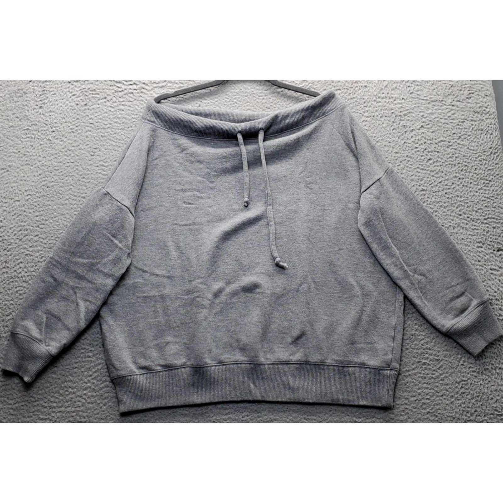 Vintage Aerie Sweatshirt Womens Size S Gray Raglan Sleeve Off-the-Shoulder Tie Front Size S / US 4 / IT 40 - 2 Thumbnail