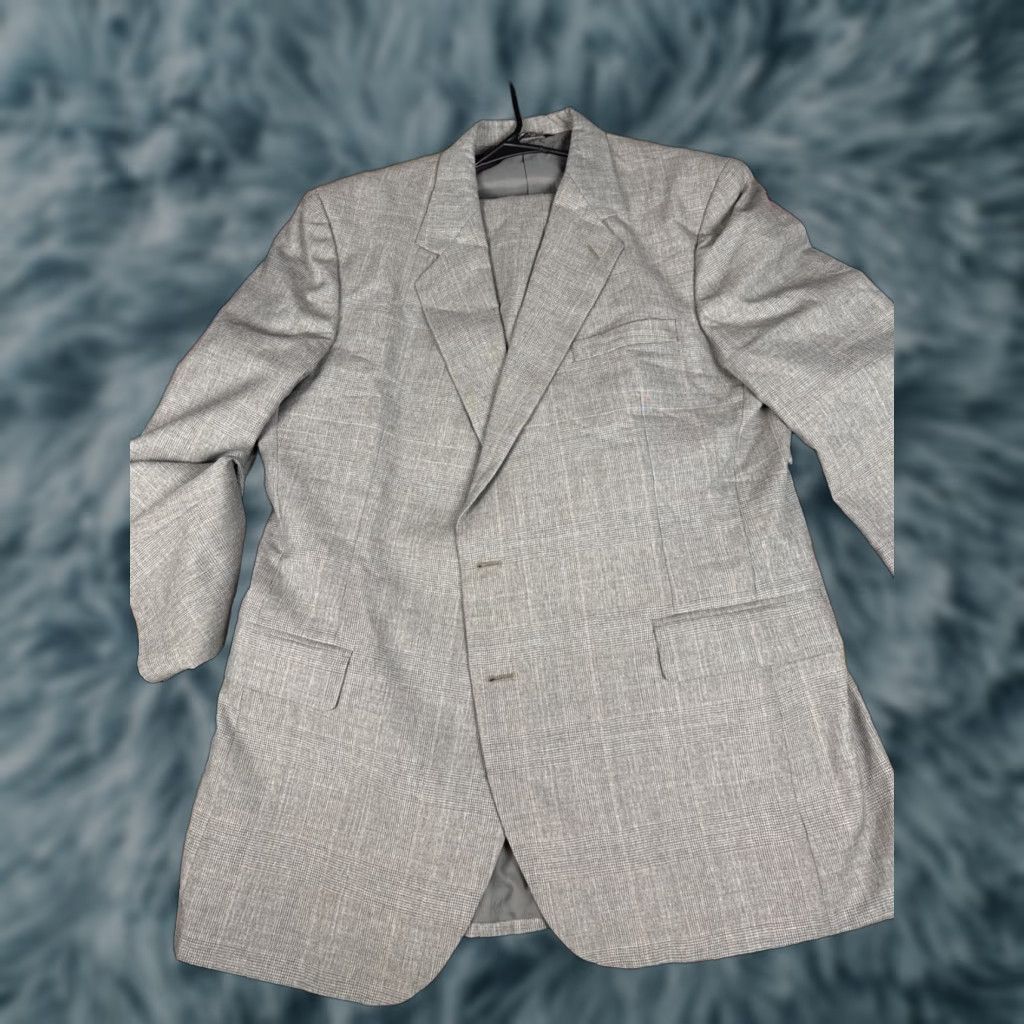Vintage John Alexander 2pc Suit Blazer Sport Coat & Pants Slacks 46L 40x32 Gray Mens Regular Suit Size 46R - 1 Thumbnail