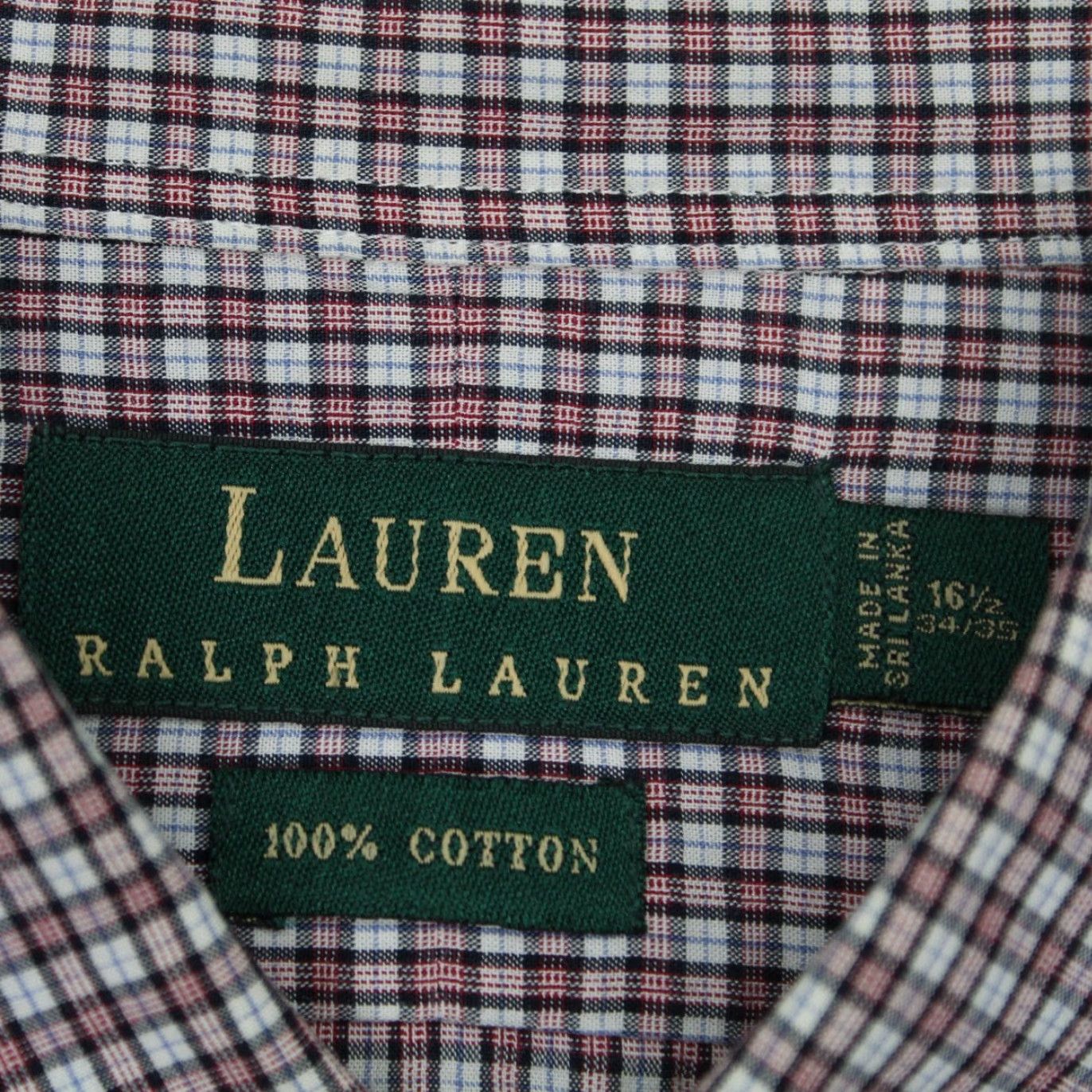 Ralph Lauren LAUREN Ralph Lauren Dress Shirt Mens 16 1/2 34/35 Red White Cotton L/S Button-Down Shirt Size 46R - 7 Thumbnail