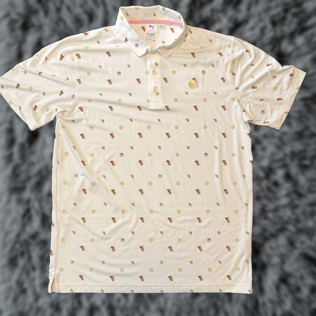 Puma PUMA Polo Golf Shirt Mens Medium Short Sleeve Arnold Palmer Ice Tea Lemon Drink White Size US M / EU 48-50 / 2 - 1 Thumbnail